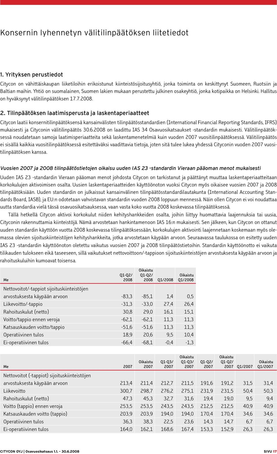 Yhtiö on suomalainen, Suomen lakien mukaan perustettu julkinen osakeyhtiö, jonka kotipaikka on Helsinki. Hallitus on hyväksynyt välitilinpäätöksen 17.7.2008. 2.