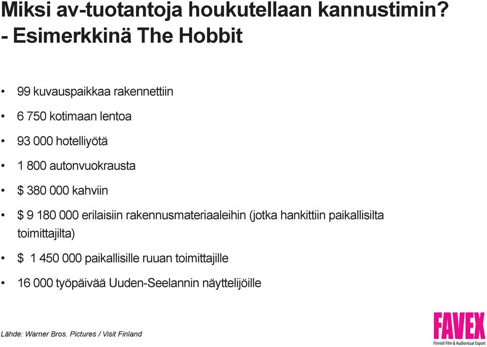 autonvuokrausta $ 380 000 kahviin $ 9 180 000 erilaisiin rakennusmateriaaleihin (jotka hankittiin