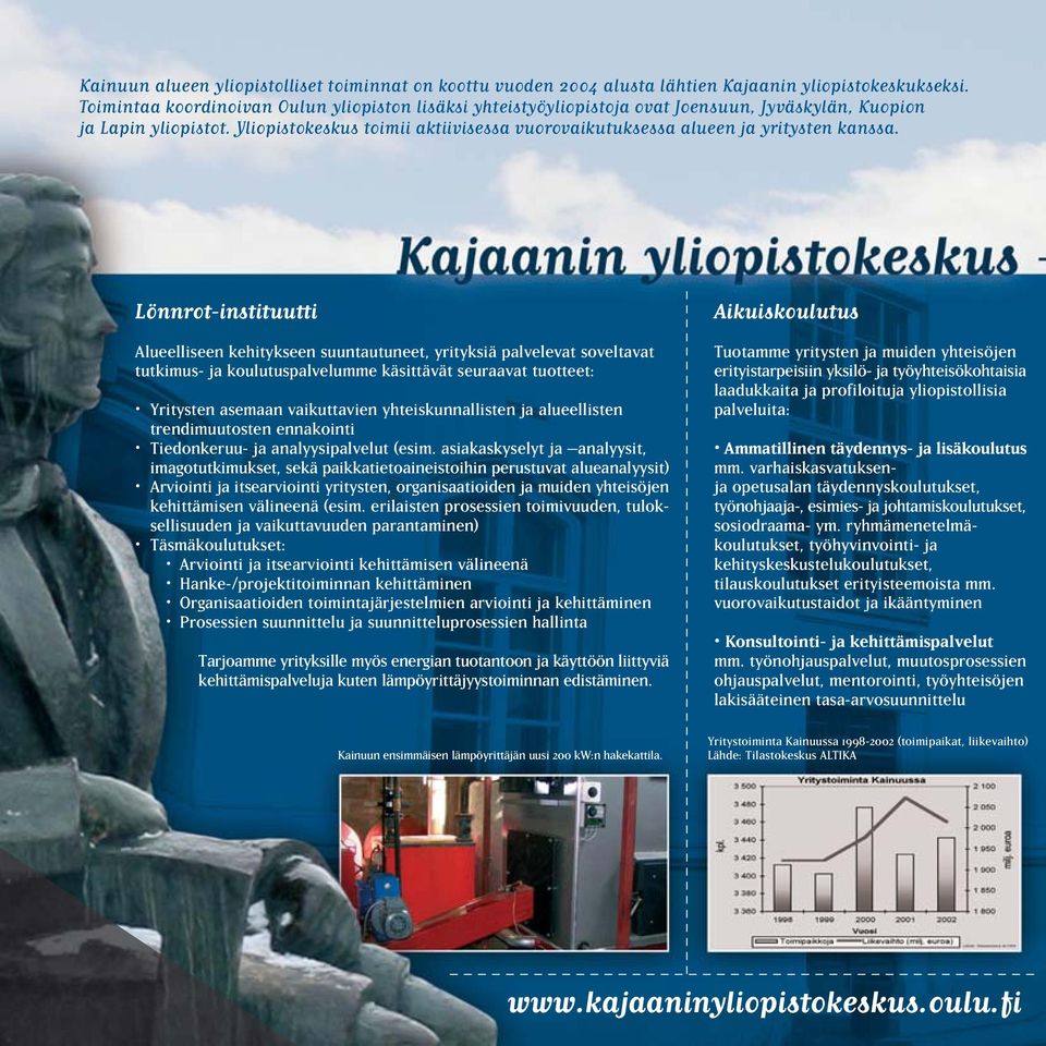 Yliopistokeskus toimii aktiivisessa vuorovaikutuksessa alueen ja yritysten kanssa.