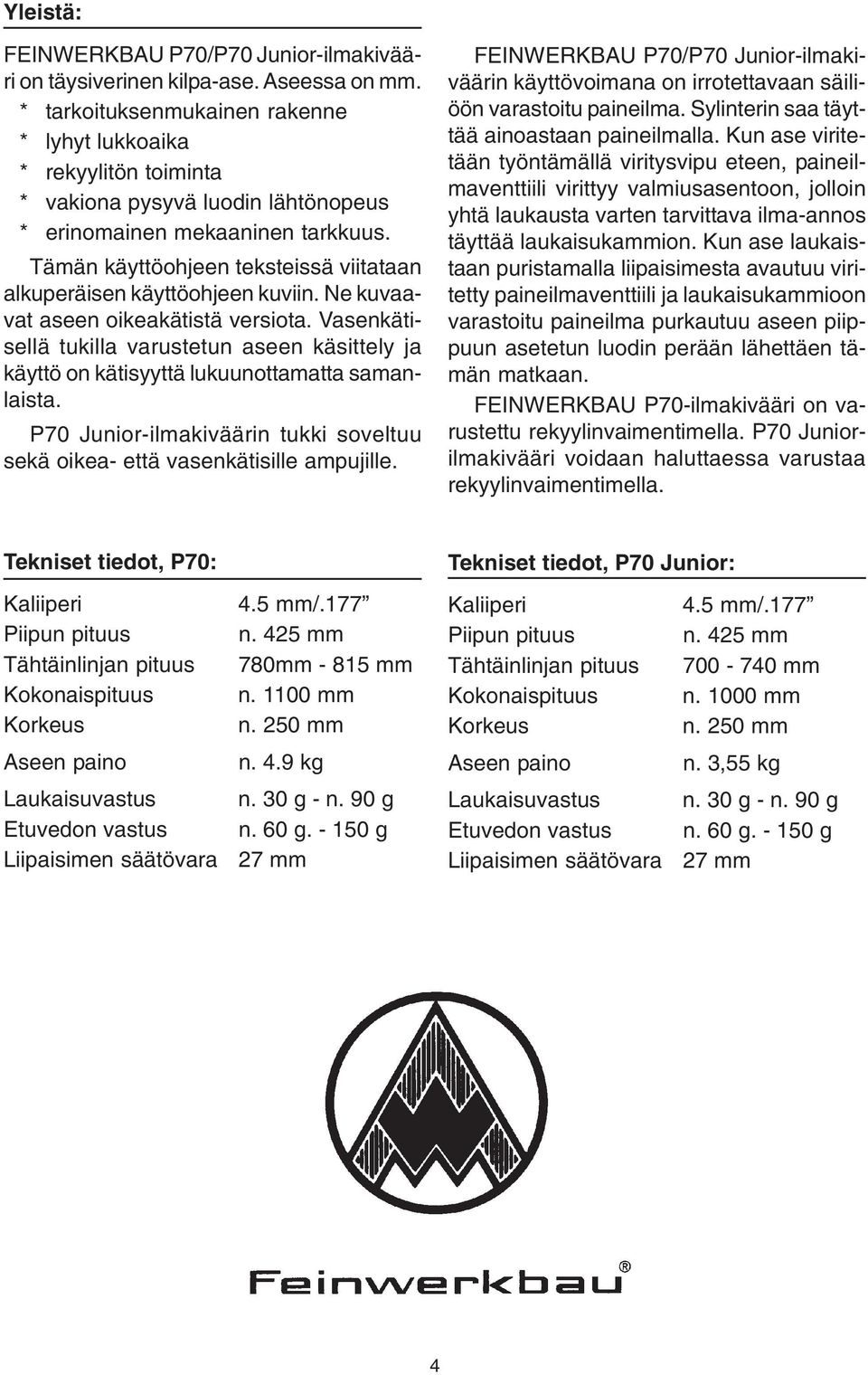 Tämän käyttöohjeen teksteissä viitataan alkuperäisen käyttöohjeen kuviin. Ne kuvaavat aseen oikeakätistä versiota.