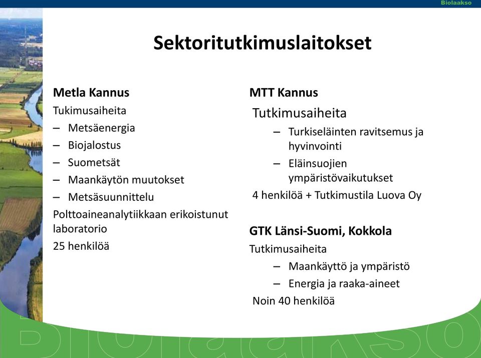 Tutkimusaiheita Turkiseläinten ravitsemus ja hyvinvointi Eläinsuojien ympäristövaikutukset 4 henkilöä +