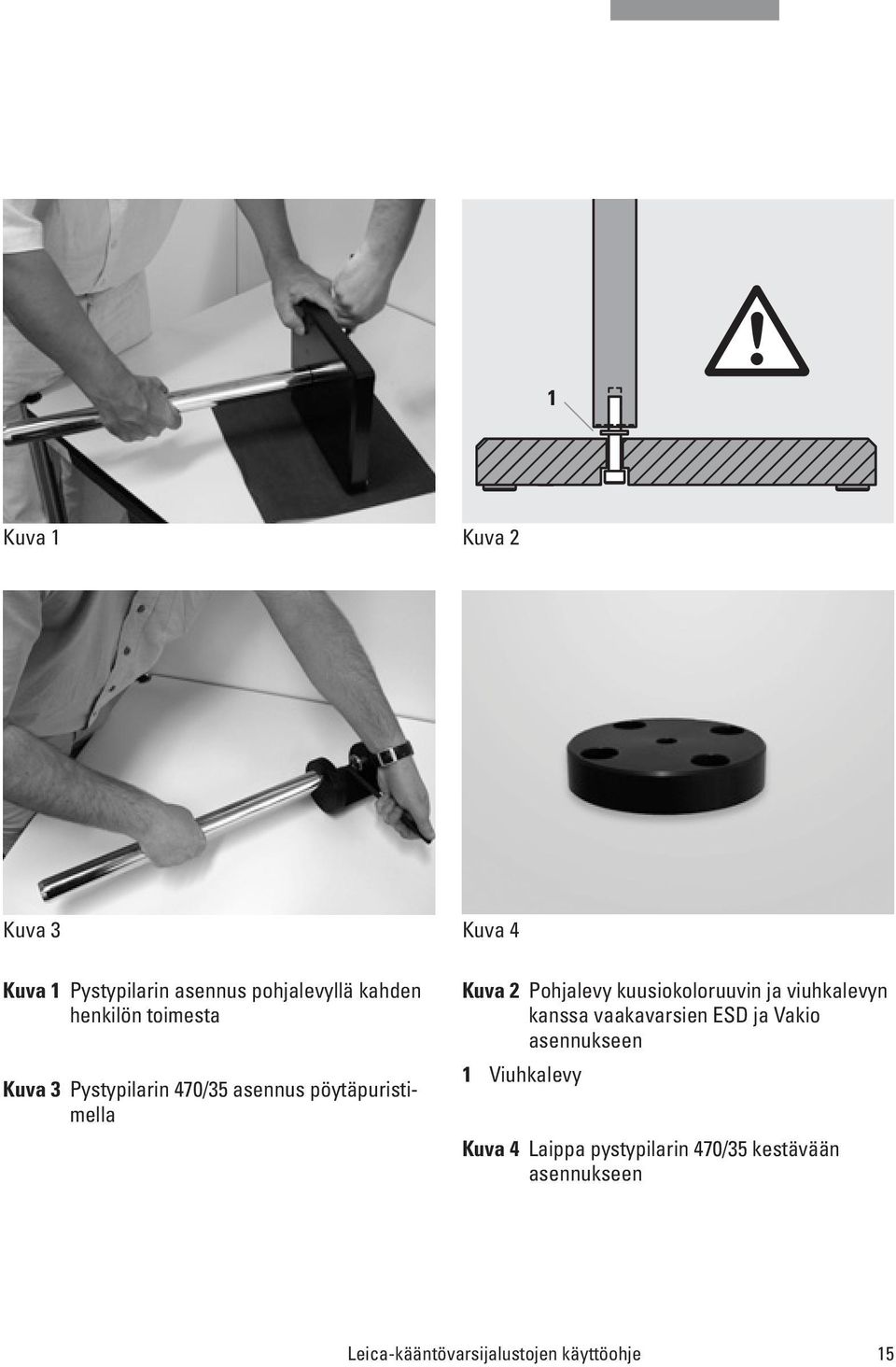 kuusiokoloruuvin ja viuhkalevyn kanssa vaakavarsien ESD ja Vakio asennukseen 1