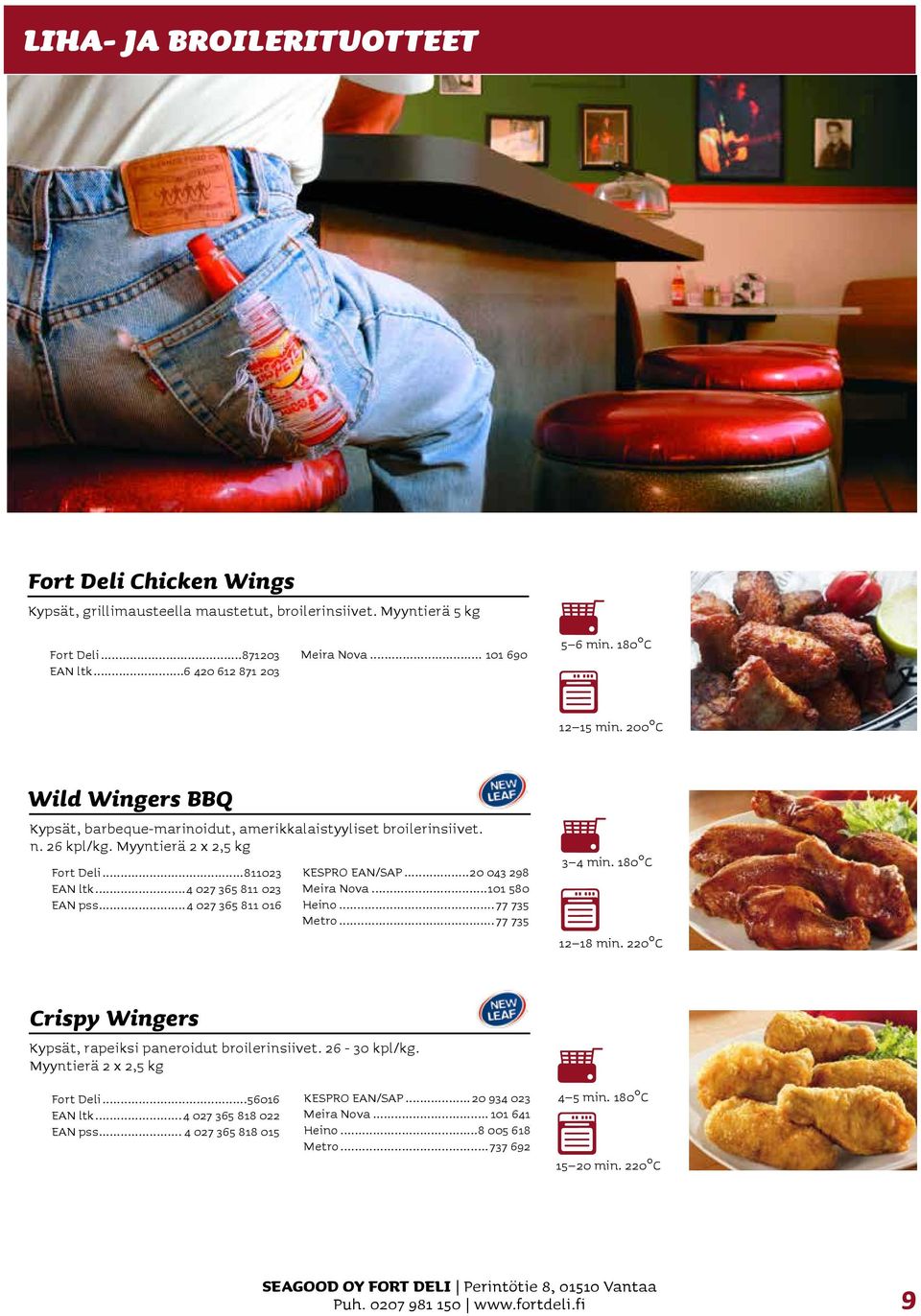 ..4 027 365 811 016 KESPRO EAN/SAP...20 043 298 Meira Nova...101 580 Heino...77 735 Metro...77 735 3 4 min. 180 C 12 18 min. 220 C Crispy Wingers Kypsät, rapeiksi paneroidut broilerinsiivet.