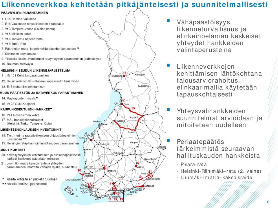 elinkaarimallia käytetään tapauskohtaisesti Yhteysvälihankkeiden suunnitelmat arvioidaan ja mitoitetaan uudelleen