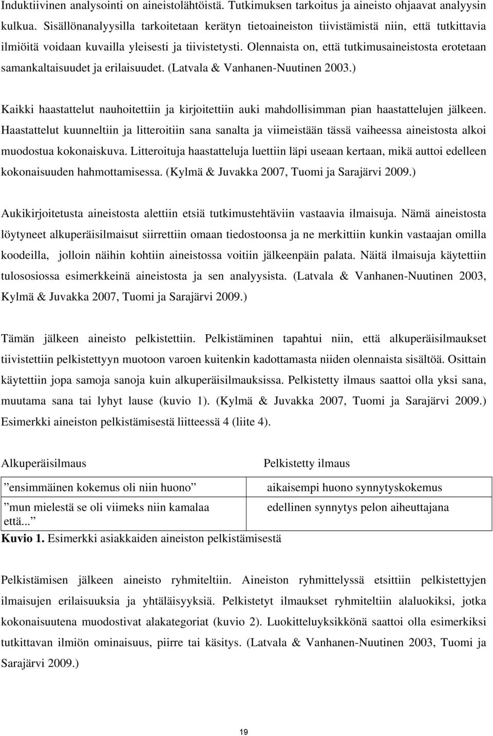 Olennaista on, että tutkimusaineistosta erotetaan samankaltaisuudet ja erilaisuudet. (Latvala & Vanhanen-Nuutinen 2003.