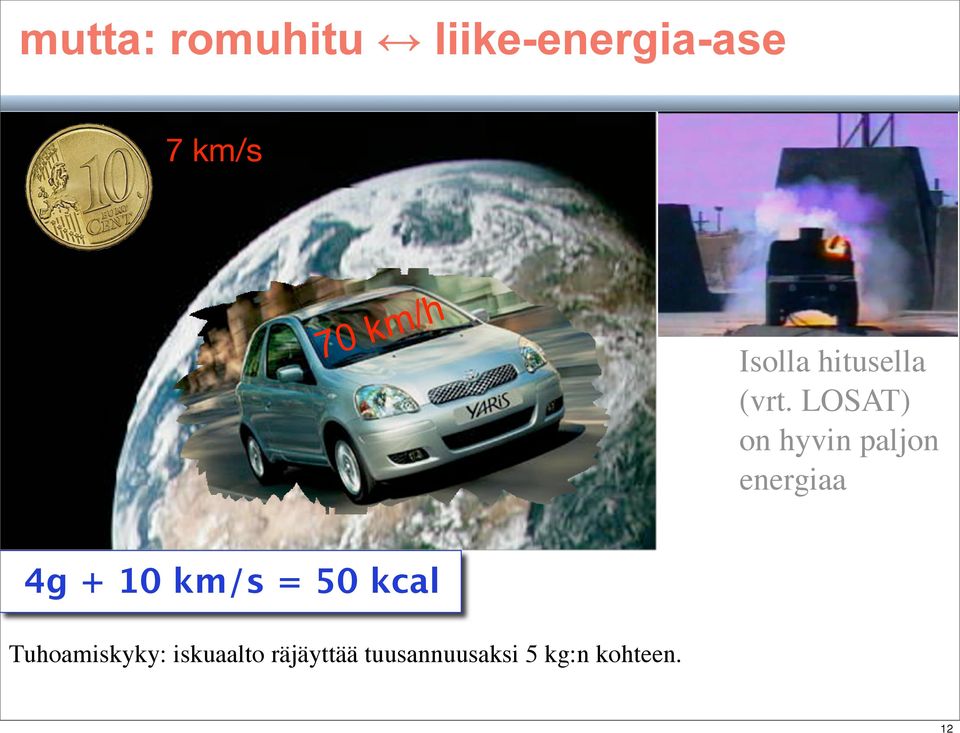 LOSAT) on hyvin paljon energiaa 4g + 10 km/s =
