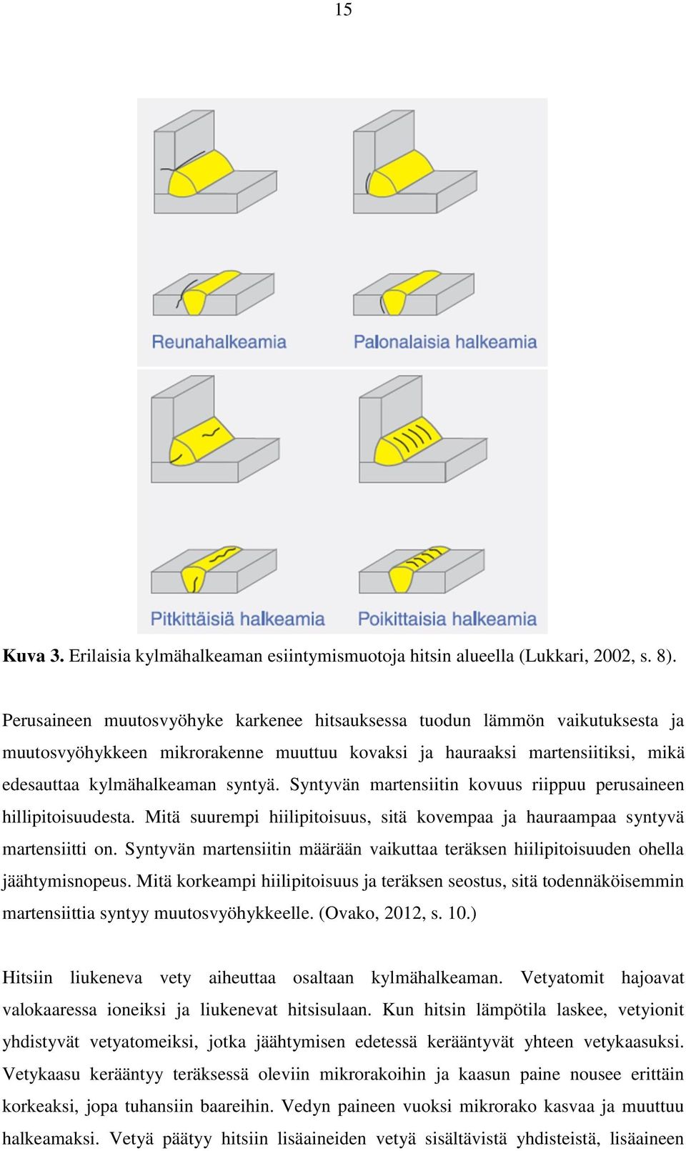 Syntyvän martensiitin kovuus riippuu perusaineen hillipitoisuudesta. Mitä suurempi hiilipitoisuus, sitä kovempaa ja hauraampaa syntyvä martensiitti on.