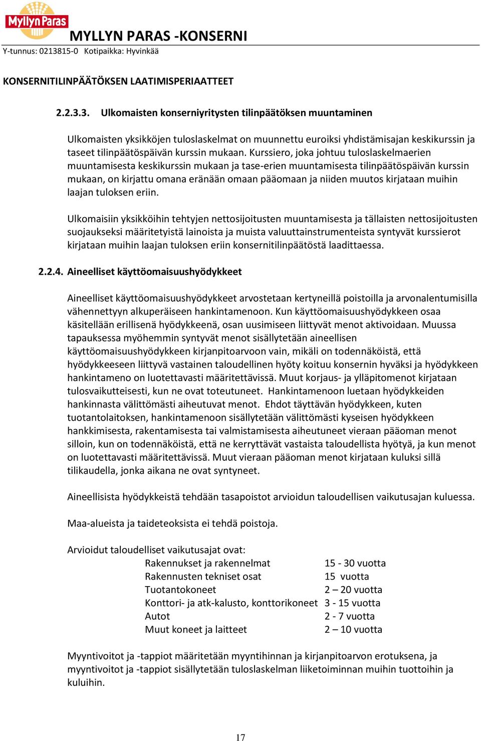 Kurssiero, joka johtuu tuloslaskelmaerien muuntamisesta keskikurssin mukaan ja tase-erien muuntamisesta tilinpäätöspäivän kurssin mukaan, on kirjattu omana eränään omaan pääomaan ja niiden muutos