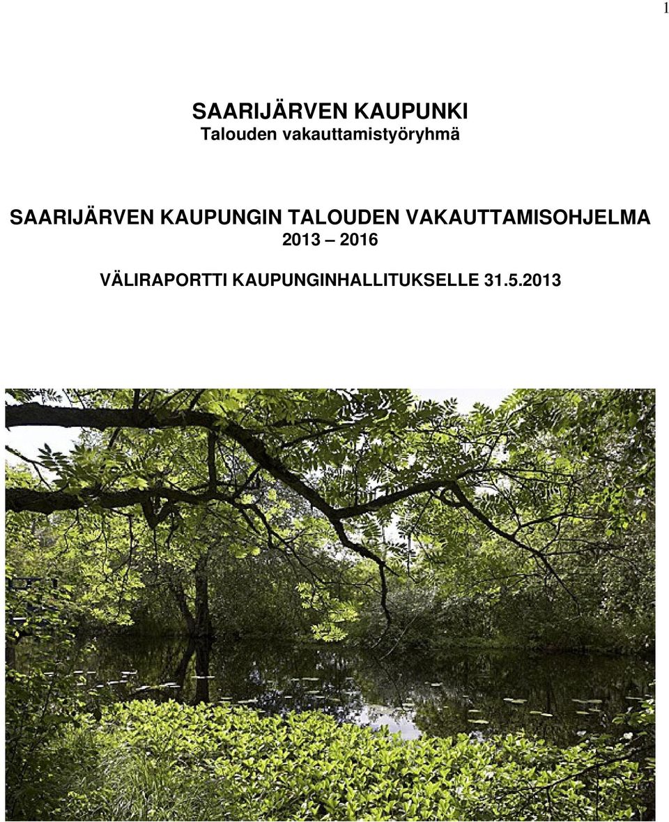 KAUPUNGIN TALOUDEN VAKAUTTAMISOHJELMA