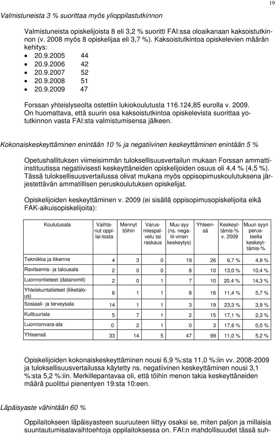 On huomattava, että suurin osa kaksoistutkintoa opiskelevista suorittaa yotutkinnon vasta FAI:sta valmistumisensa jälkeen.