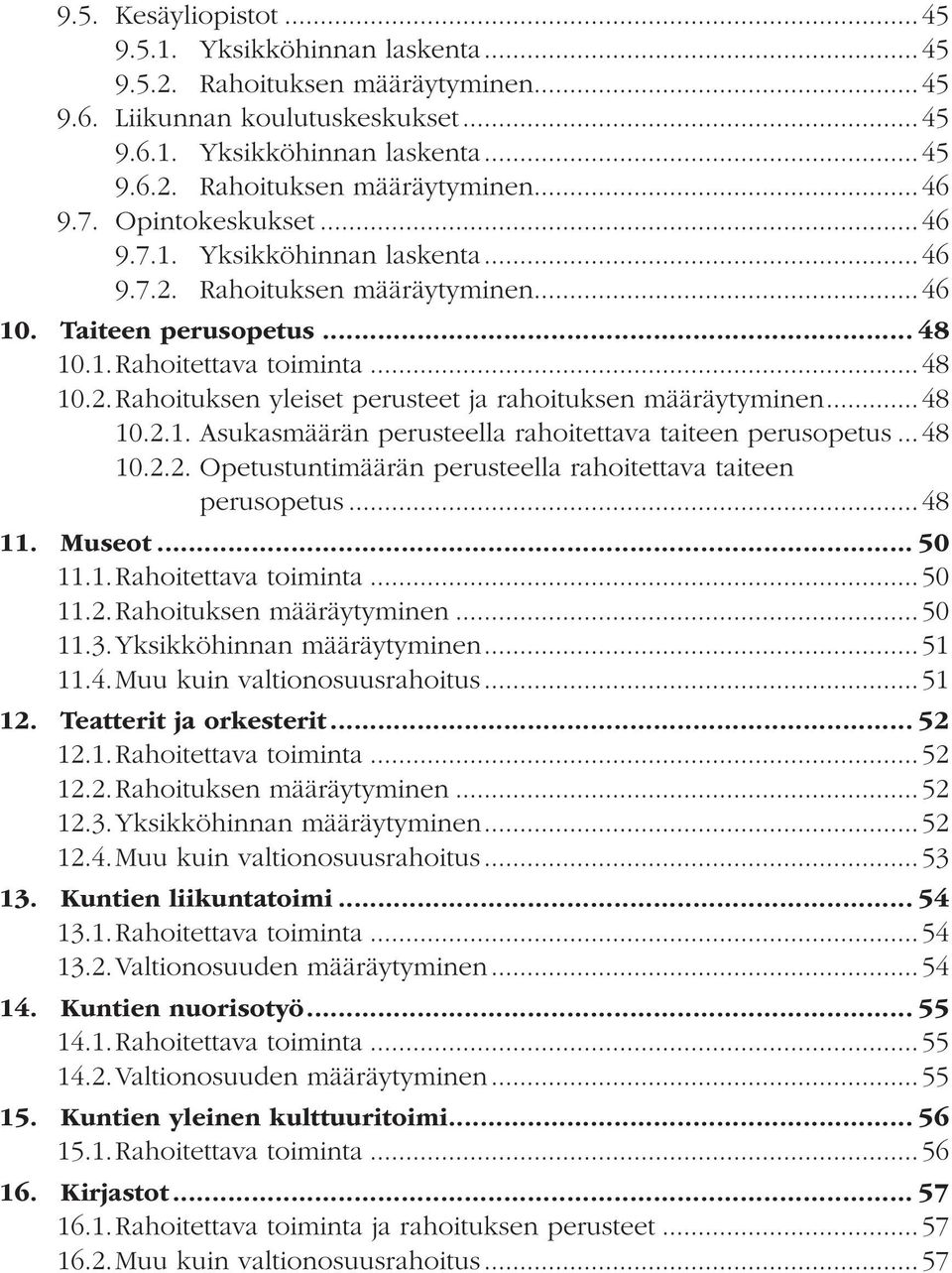 .. 48 10.2.1. Asukasmäärän perusteella rahoitettava taiteen perusopetus... 48 10.2.2. Opetustuntimäärän perusteella rahoitettava taiteen perusopetus... 48 11. Museot... 50 11.1. Rahoitettava toiminta.