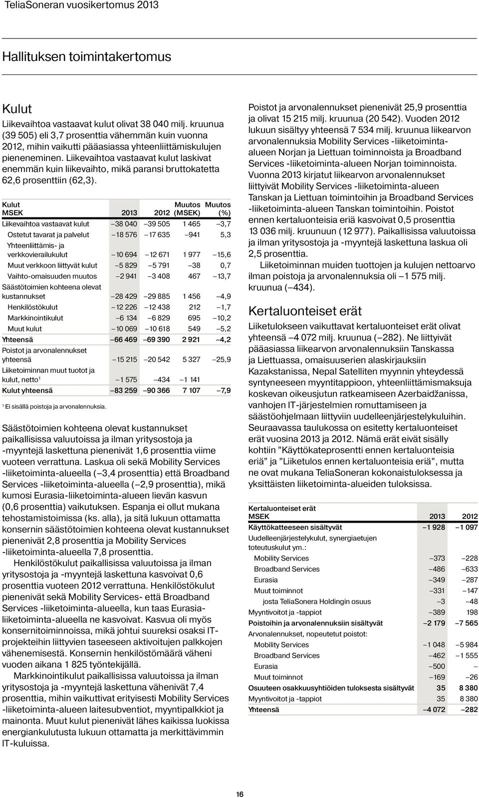 Liikevaihtoa vastaavat kulut laskivat enemmän kuin liikevaihto, mikä paransi bruttokatetta 62,6 prosenttiin (62,3).