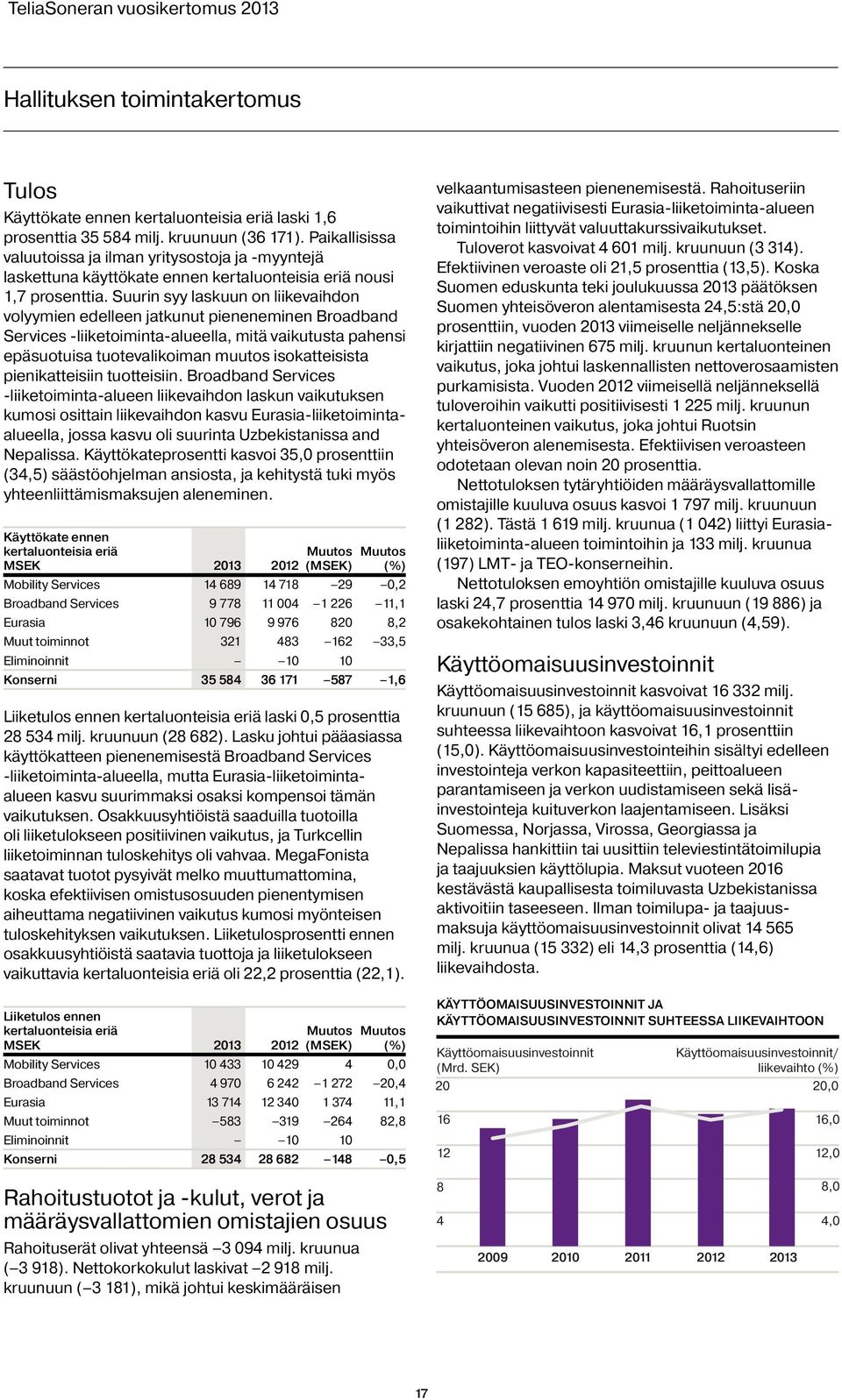 Suurin syy laskuun on liikevaihdon volyymien edelleen jatkunut pieneneminen Broadband Services -liiketoiminta-alueella, mitä vaikutusta pahensi epäsuotuisa tuotevalikoiman muutos isokatteisista