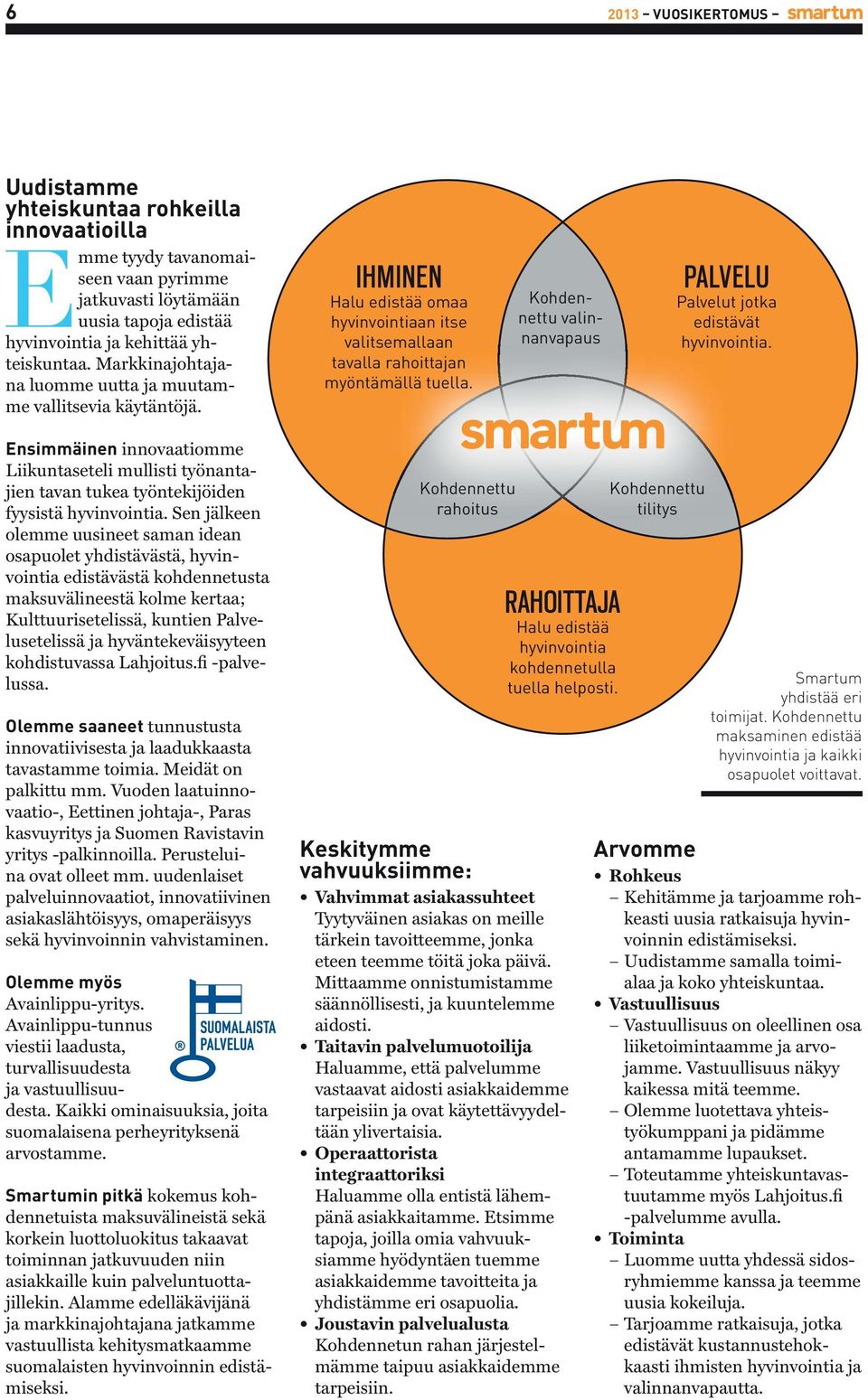 Kohdennettu valinnanvapaus PALVELU Palvelut jotka edistävät hyvinvointia. Ensimmäinen innovaatiomme Liikuntaseteli mullisti työnantajien tavan tukea työntekijöiden fyysistä hyvinvointia.