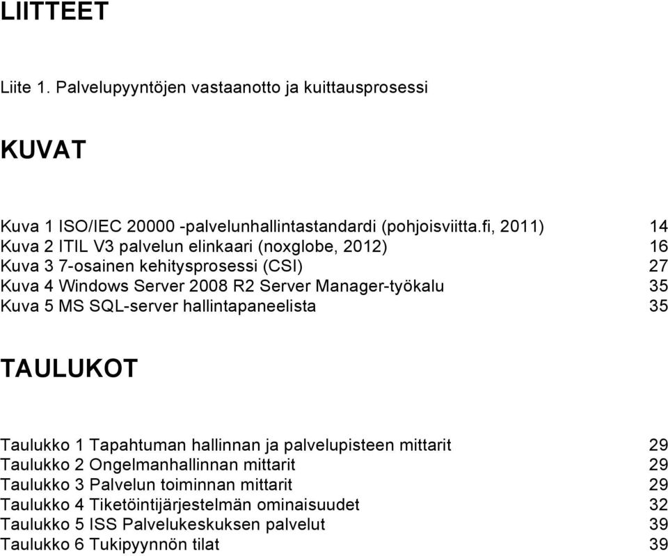 Manager-työkalu 35 Kuva 5 MS SQL-server hallintapaneelista 35 TAULUKOT Taulukko 1 Tapahtuman hallinnan ja palvelupisteen mittarit 29 Taulukko 2