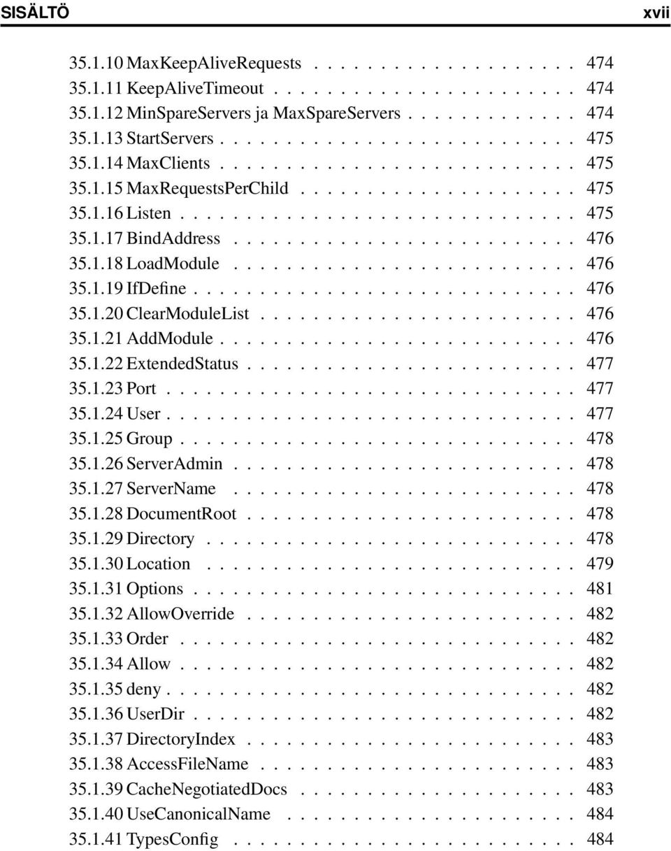 ......................... 476 35.1.18 LoadModule.......................... 476 35.1.19 IfDefine............................. 476 35.1.20 ClearModuleList........................ 476 35.1.21 AddModule.