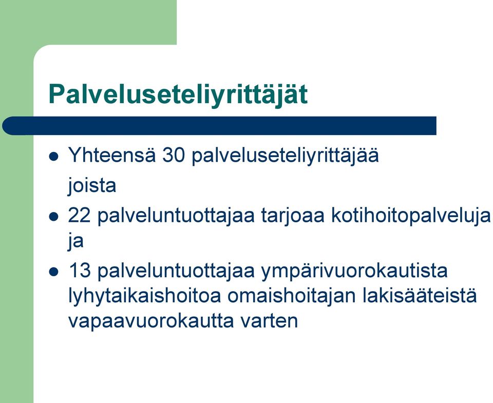 tarjoaa kotihoitopalveluja ja 13 palveluntuottajaa