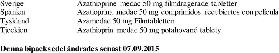 recubiertos con película Azamedac 50 mg Filmtabletten