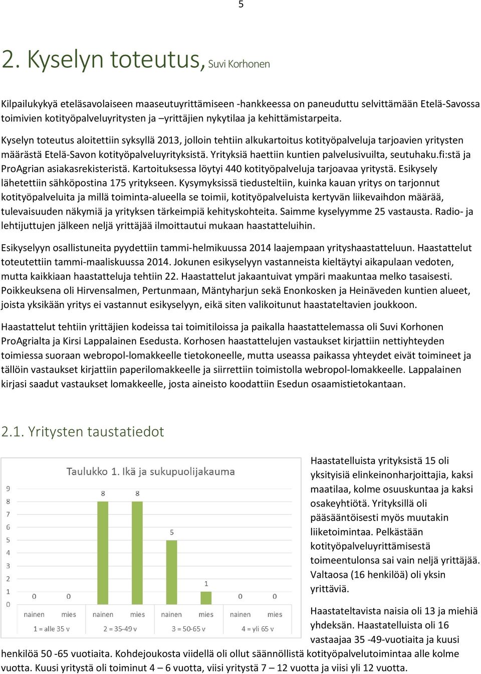 Yrityksiä haettiin kuntien palvelusivuilta, seutuhaku.fi:stä ja ProAgrian asiakasrekisteristä. Kartoituksessa löytyi 440 kotityöpalveluja tarjoavaa yritystä.