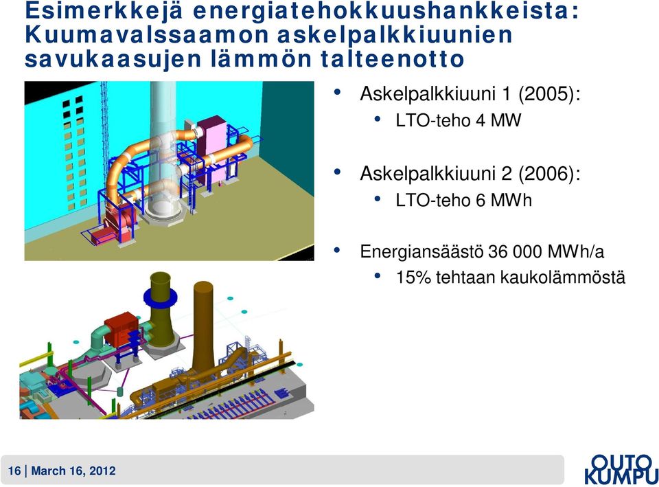 Askelpalkkiuuni 1 (2005): LTO-teho 4 MW Askelpalkkiuuni 2