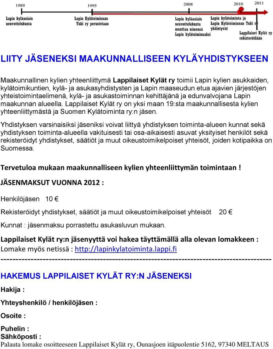 Lappilaiset Kylät ry on yksi maan 19:sta maakunnallisesta kylien yhteenliittymästä ja Suomen Kylätoiminta ry:n jäsen.