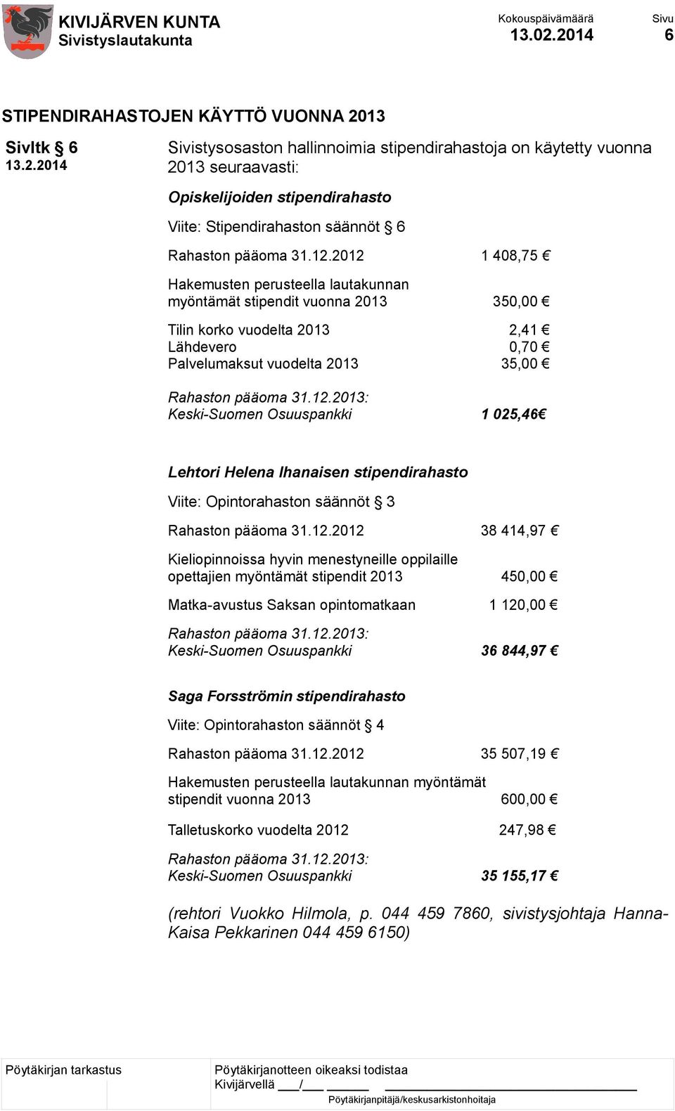 säännöt 6 Rahaston pääoma 31.12.