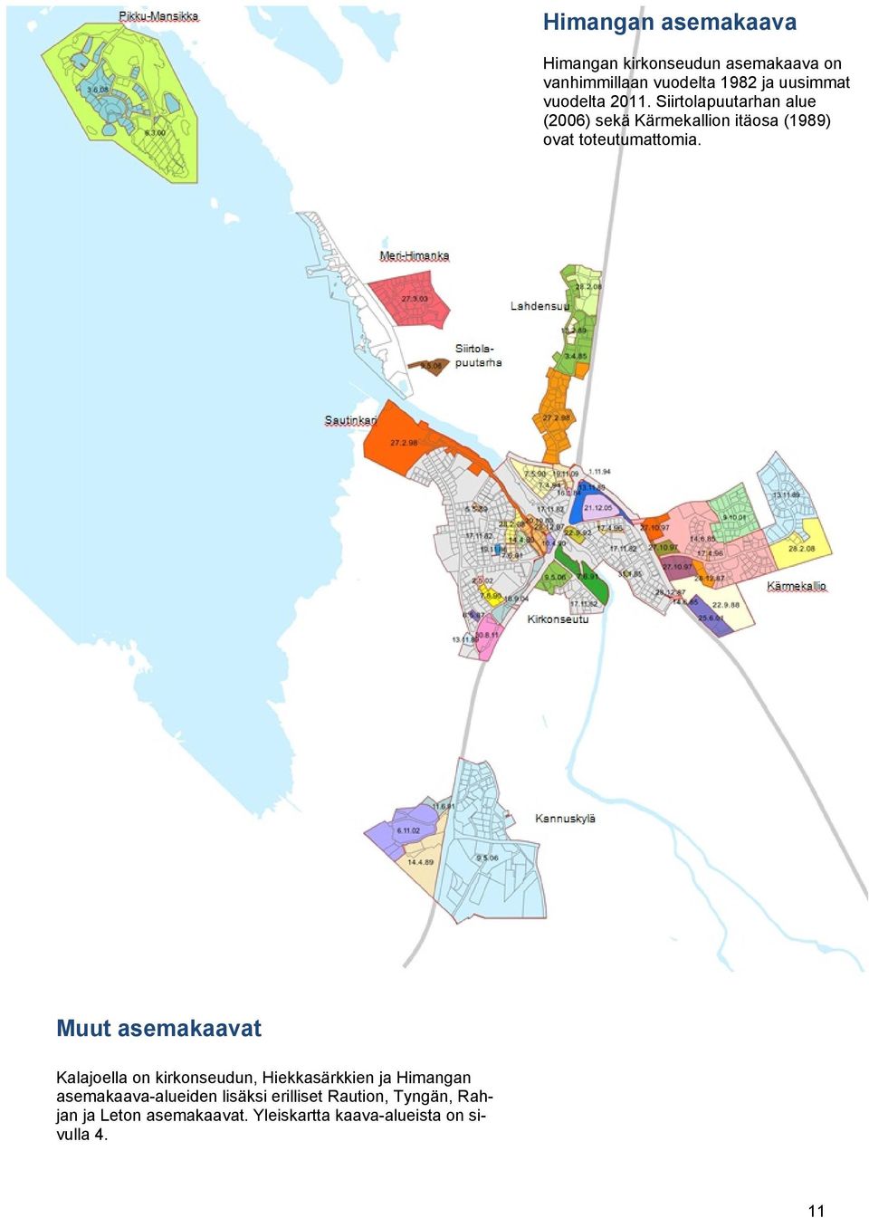 Muut asemakaavat Kalajoella on kirkonseudun, Hiekkasärkkien ja Himangan asemakaava-alueiden