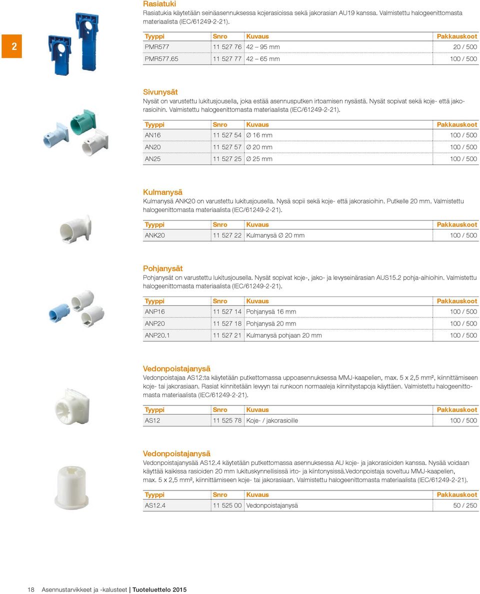 Valmistettu halogeenittomasta materiaalista (IEC/61249-2-21).