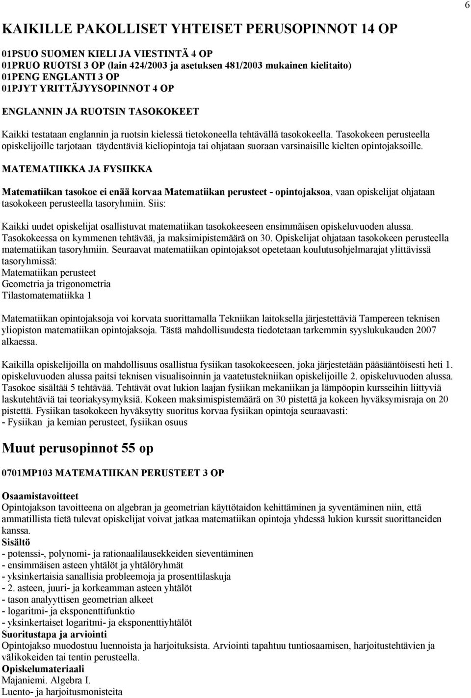 Tasokokeen perusteella opiskelijoille tarjotaan täydentäviä kieliopintoja tai ohjataan suoraan varsinaisille kielten opintojaksoille.