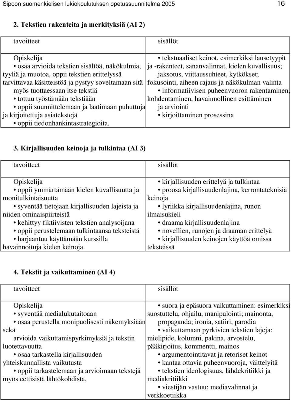 fokusointi, aiheen rajaus ja näkökulman valinta myös tuottaessaan itse tekstiä informatiivisen puheenvuoron rakentaminen, tottuu työstämään tekstiään kohdentaminen, havainnollinen esittäminen oppii