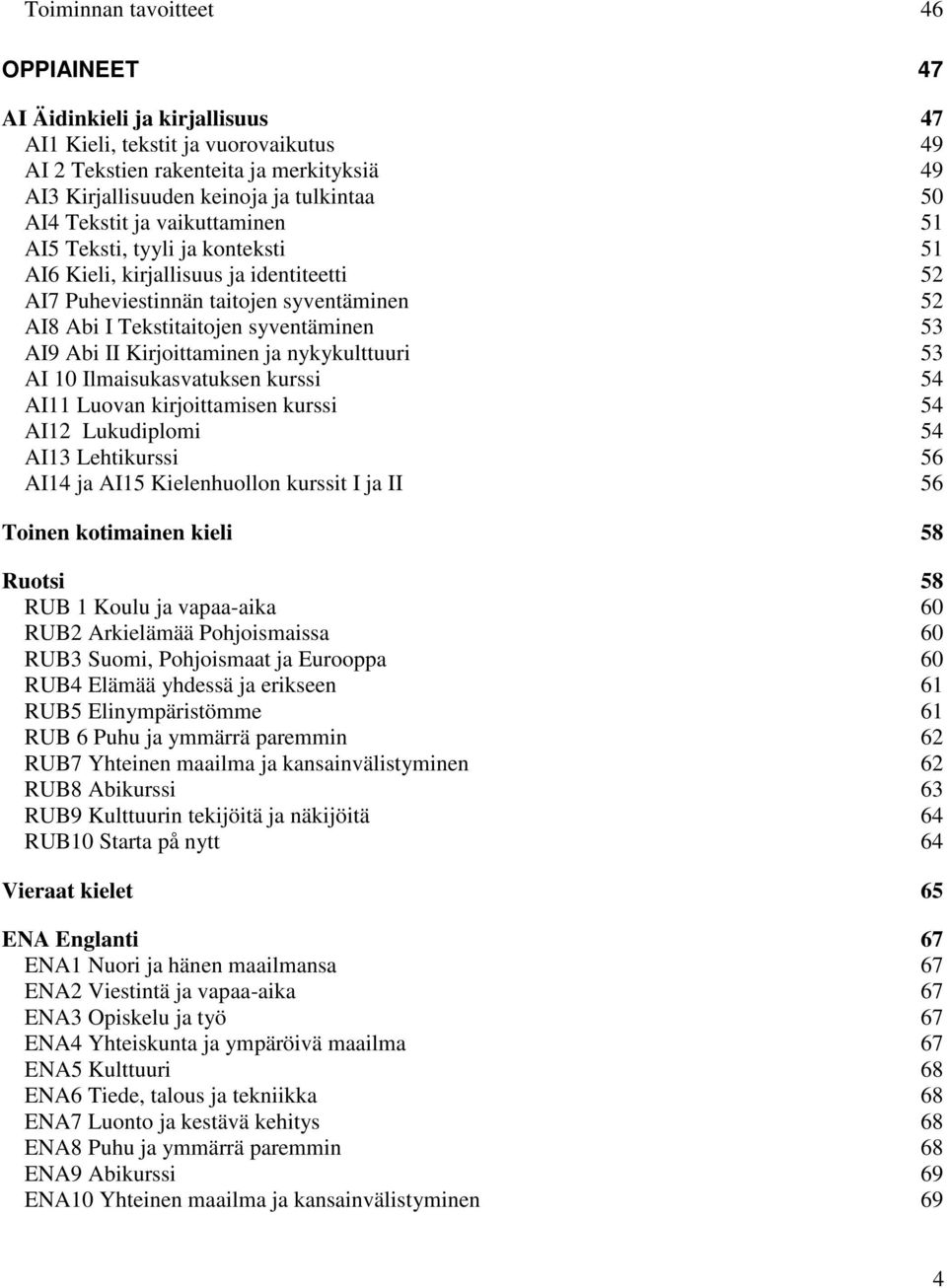 II Kirjoittaminen ja nykykulttuuri 53 AI 10 Ilmaisukasvatuksen kurssi 54 AI11 Luovan kirjoittamisen kurssi 54 AI12 Lukudiplomi 54 AI13 Lehtikurssi 56 AI14 ja AI15 Kielenhuollon kurssit I ja II 56