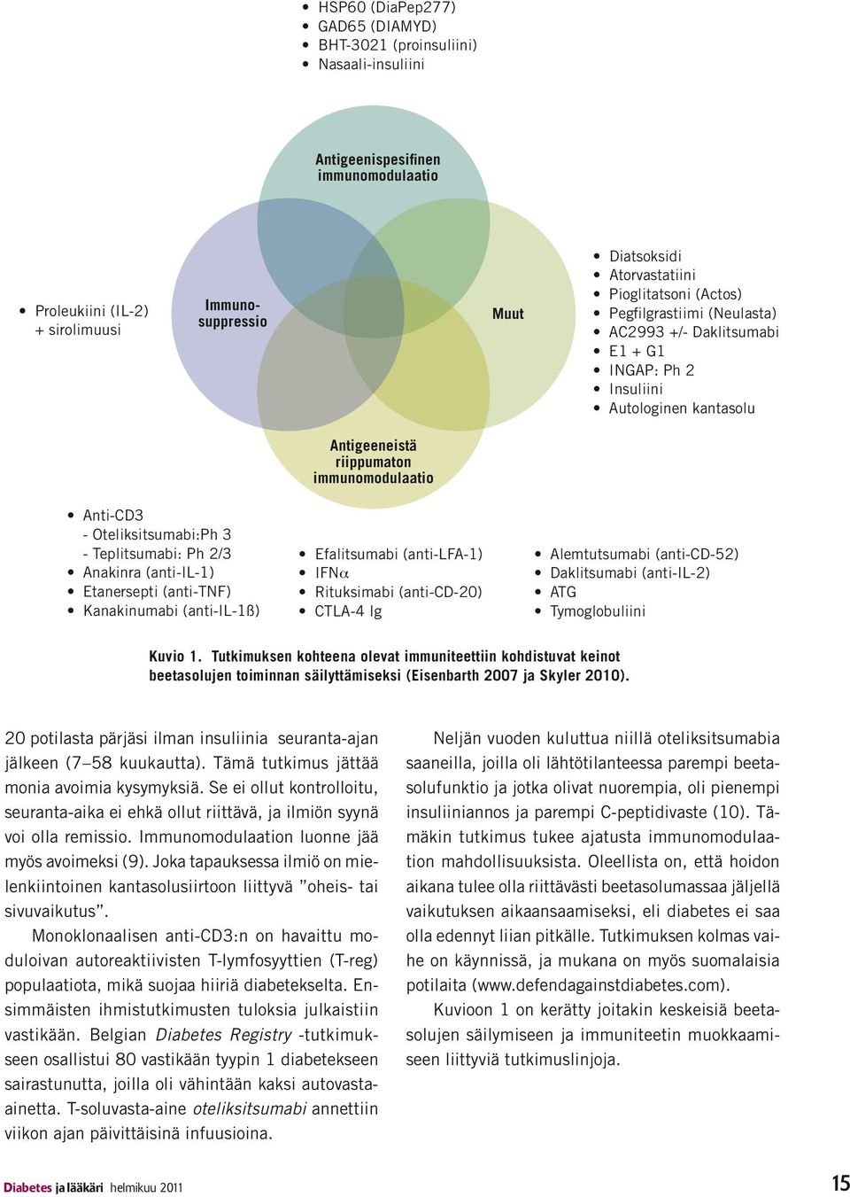 (anti-il-1) Etanersepti (anti-tnf) Kanakinumabi (anti-il-1ß) Antigeeneistä riippumaton immunomodulaatio Efalitsumabi (anti-lfa-1) IFN Rituksimabi (anti-cd-20) CTLA-4 Ig Alemtutsumabi (anti-cd-52)