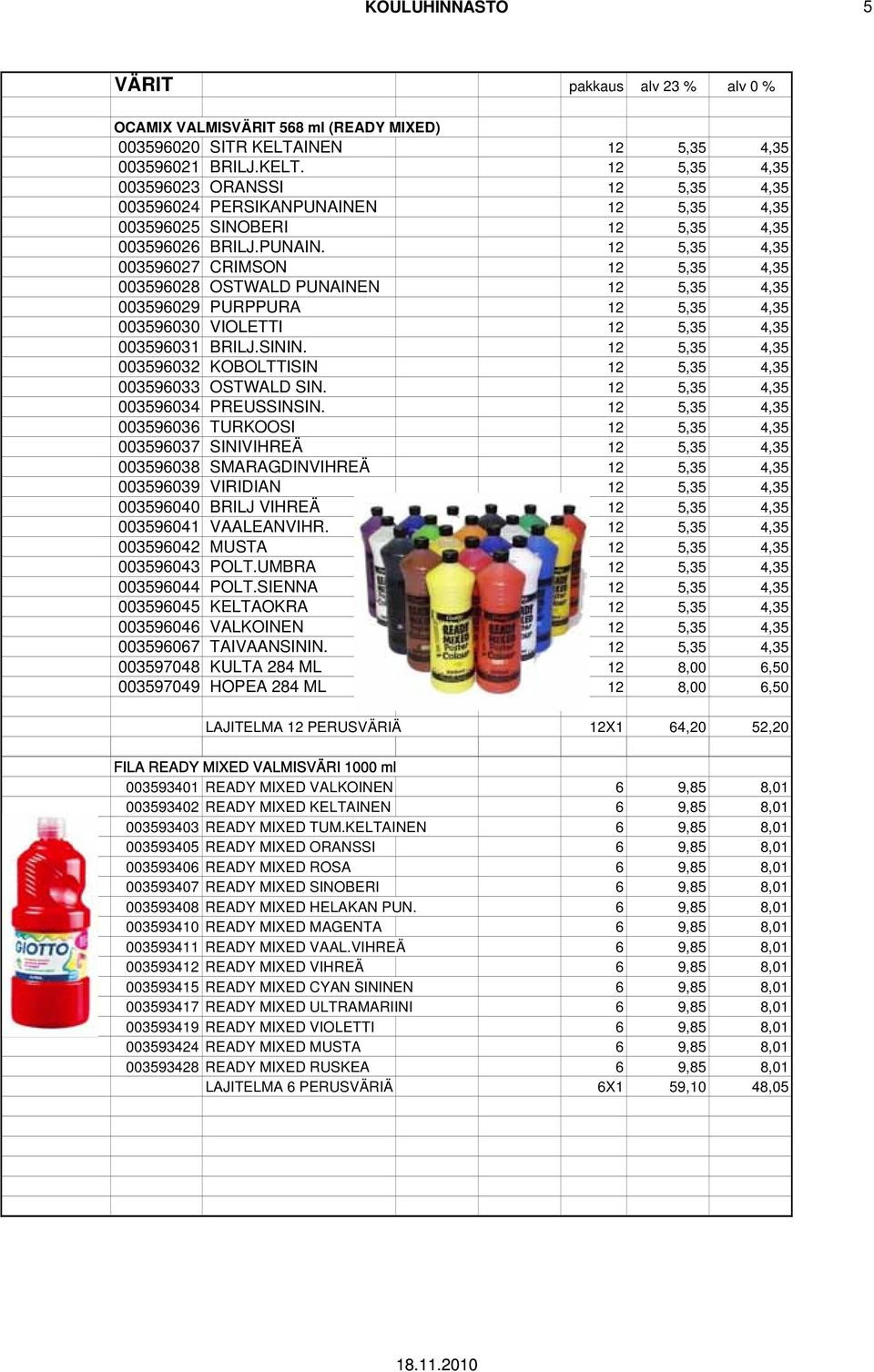 N 12 5,35 4,35 003596025 SINOBERI 12 5,35 4,35 003596026 BRILJ.PUNAIN.