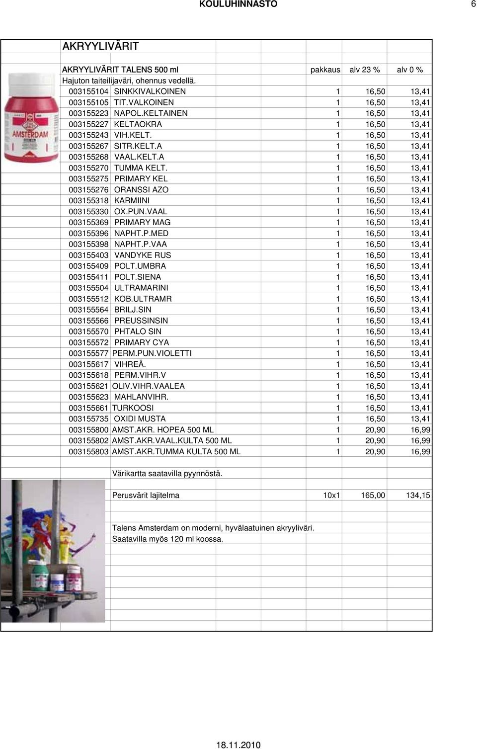 1 16,50 13,41 003155275 PRIMARY KEL 1 16,50 13,41 003155276 ORANSSI AZO 1 16,50 13,41 003155318 KARMIINI 1 16,50 13,41 003155330 OX.PUN.