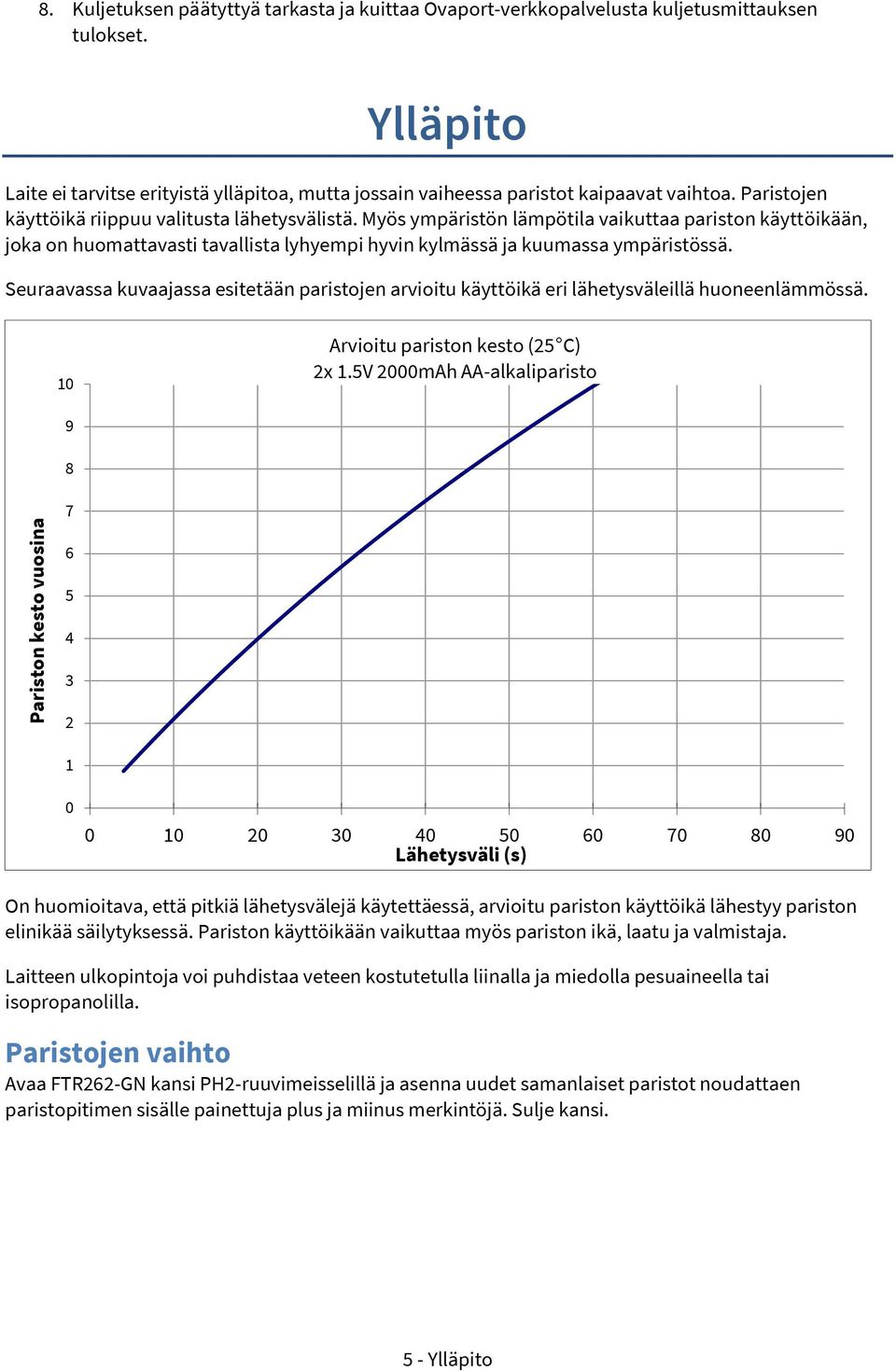 Myös ympäristön lämpötila vaikuttaa pariston käyttöikään, joka on huomattavasti tavallista lyhyempi hyvin kylmässä ja kuumassa ympäristössä.