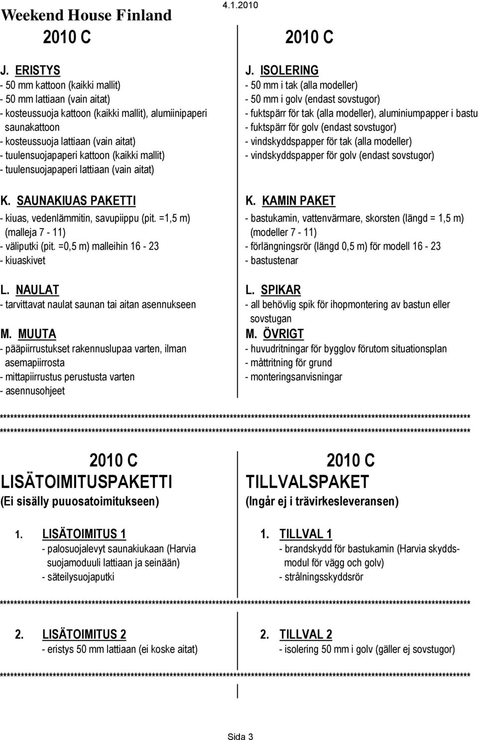 fuktspärr för tak (alla modeller), aluminiumpapper i bastu saunakattoon - fuktspärr för golv (endast sovstugor) - kosteussuoja lattiaan (vain aitat) - vindskyddspapper för tak (alla modeller) -