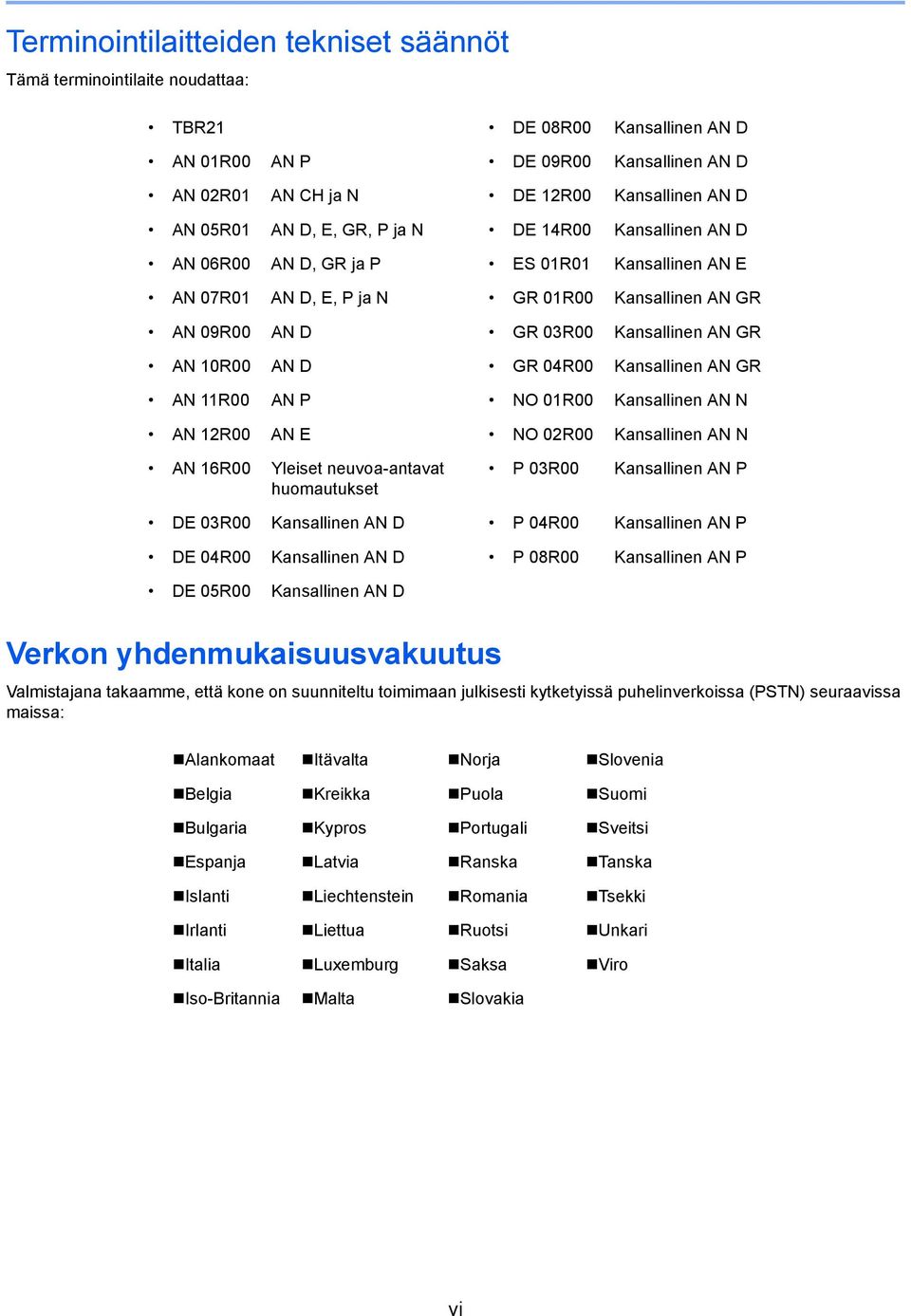 Kansallinen AN GR AN R00 AN P NO 0R00 Kansallinen AN N AN R00 AN E NO 0R00 Kansallinen AN N AN 6R00 Yleiset neuvoa-antavat huomautukset P 03R00 Kansallinen AN P DE 03R00 Kansallinen AN D P 04R00