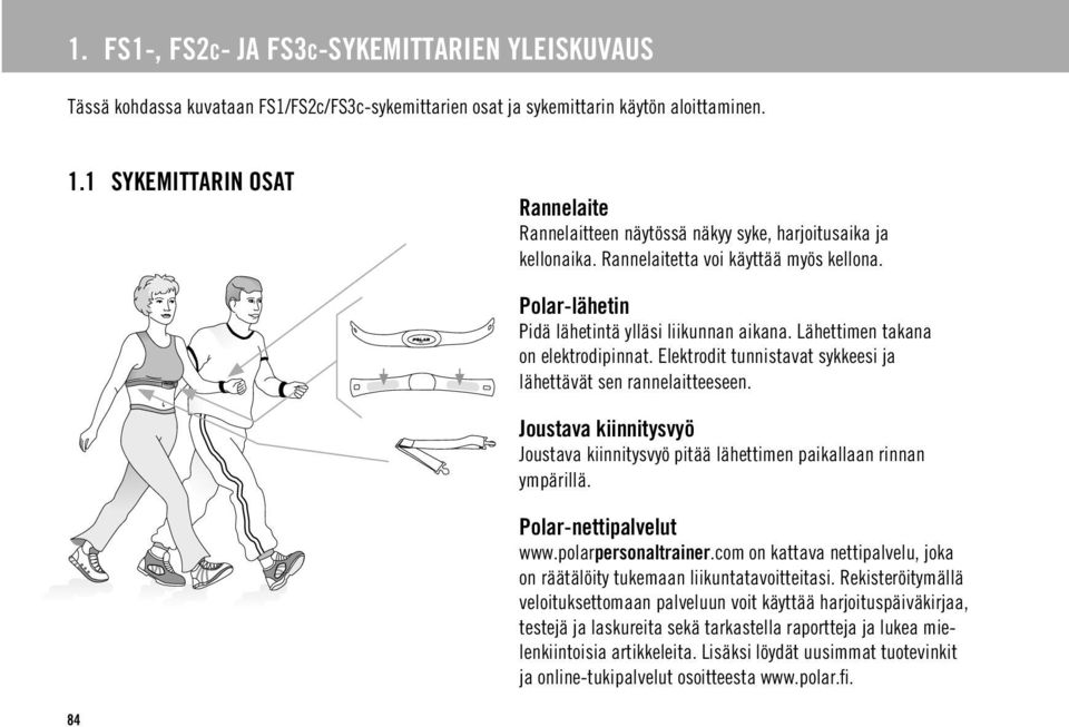 Joustava kiinnitysvyö Joustava kiinnitysvyö pitää lähettimen paikallaan rinnan ympärillä. Polar-nettipalvelut www.polarpersonaltrainer.
