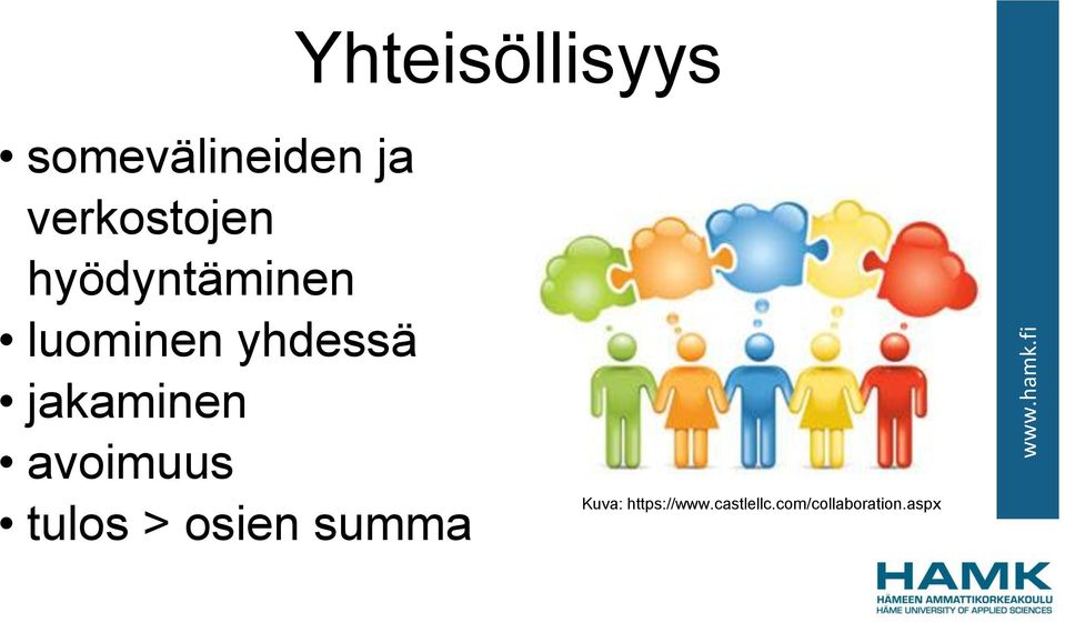 yhdessä jakaminen avoimuus tulos > osien