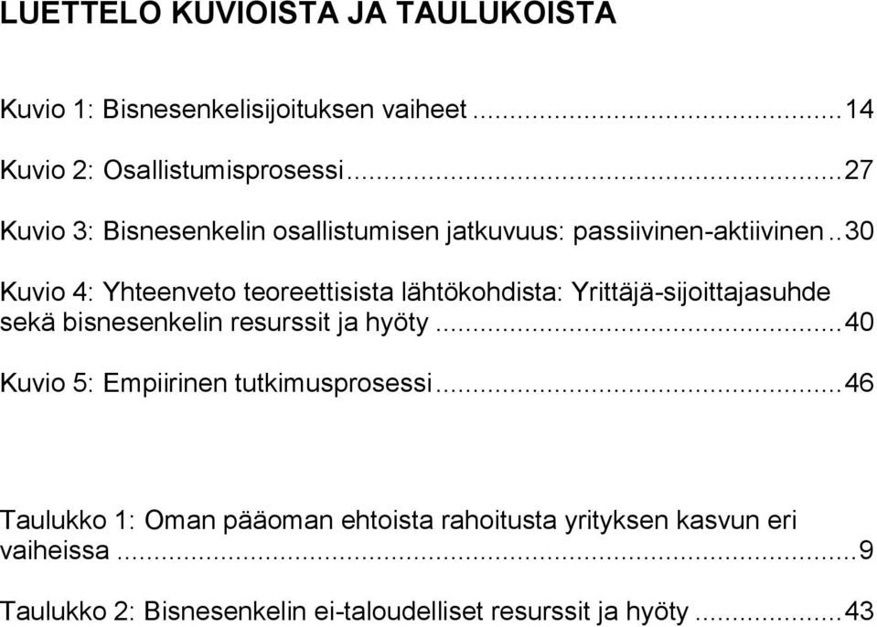 . 30 Kuvio 4: Yhteenveto teoreettisista lähtökohdista: Yrittäjä-sijoittajasuhde sekä bisnesenkelin resurssit ja hyöty.