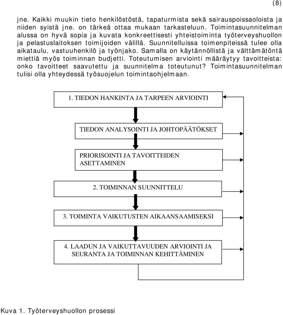 Suunnitelluissa toimenpiteissä tulee olla aikataulu, vastuuhenkilö ja työnjako. Samalla on käytännöllistä ja välttämätöntä miettiä myös toiminnan budjetti.