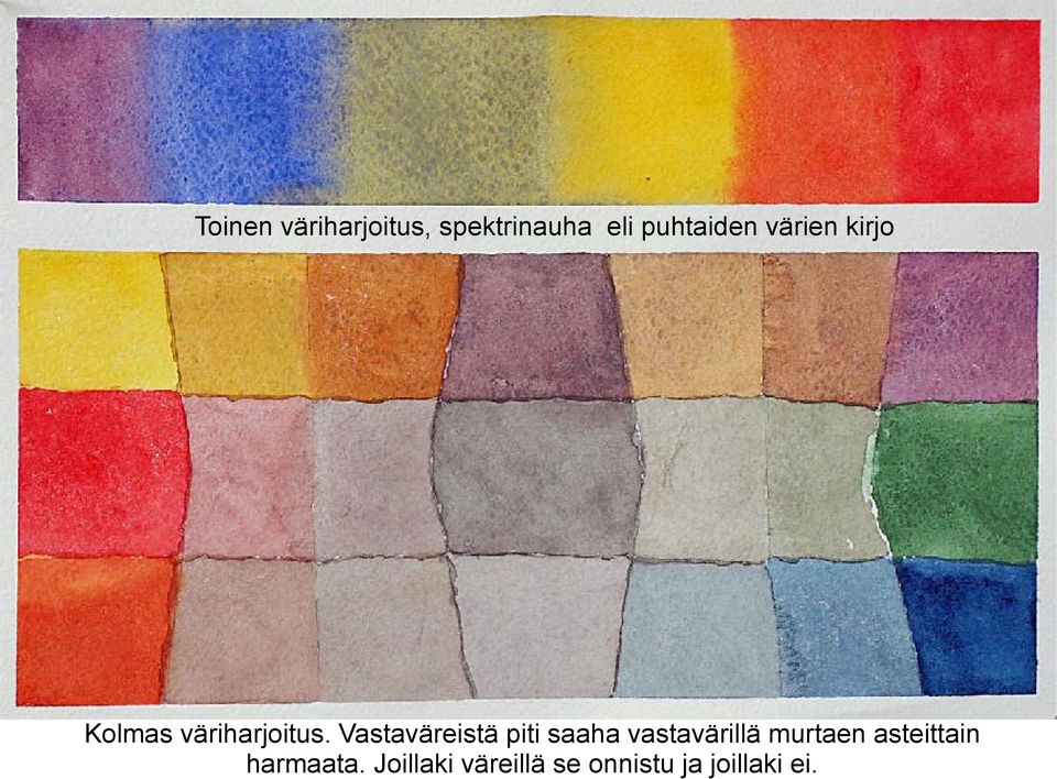 Vastaväreistä piti saaha vastavärillä murtaen