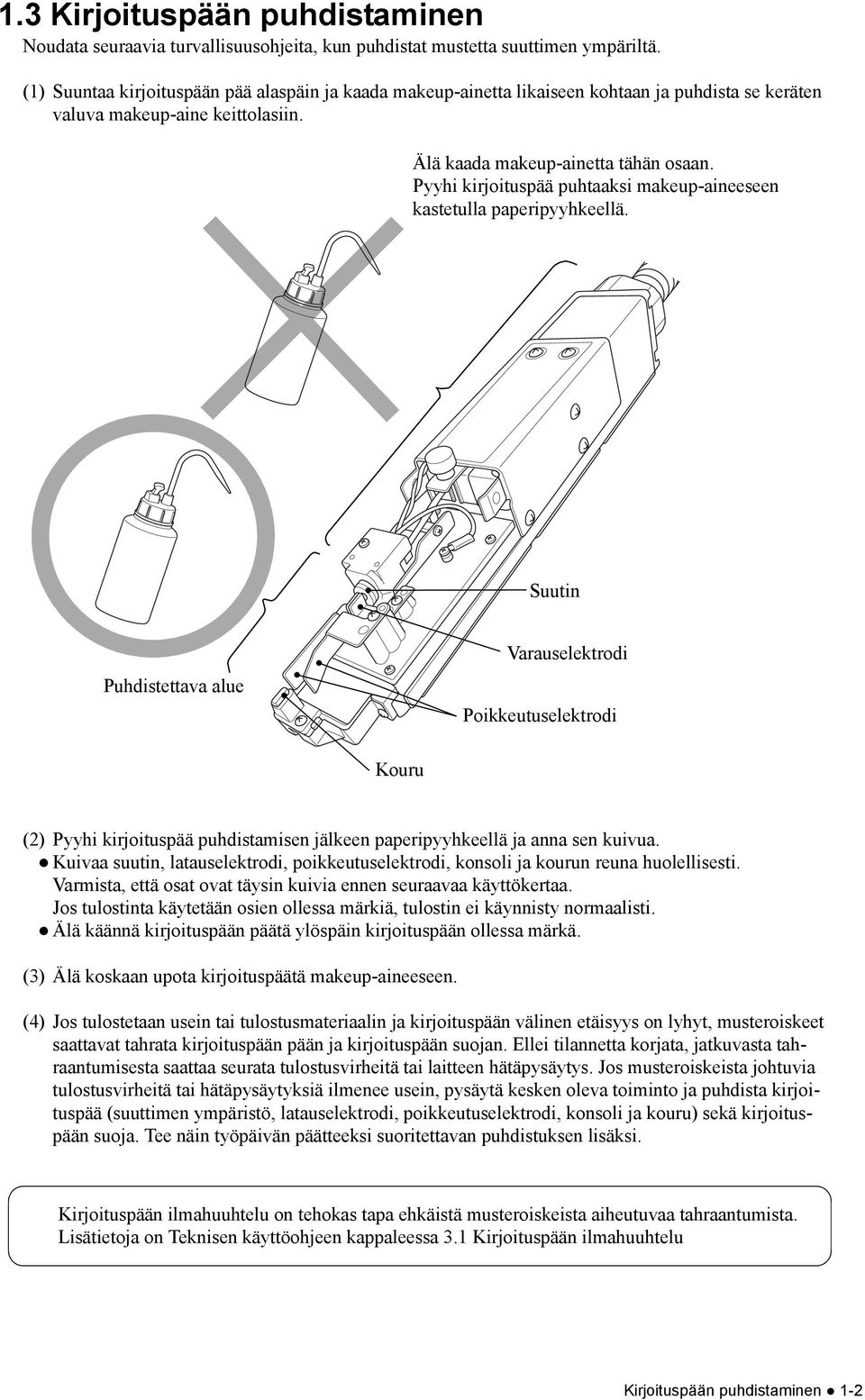 Pyyhi kirjoituspää puhtaaksi makeup-aineeseen kastetulla paperipyyhkeellä.