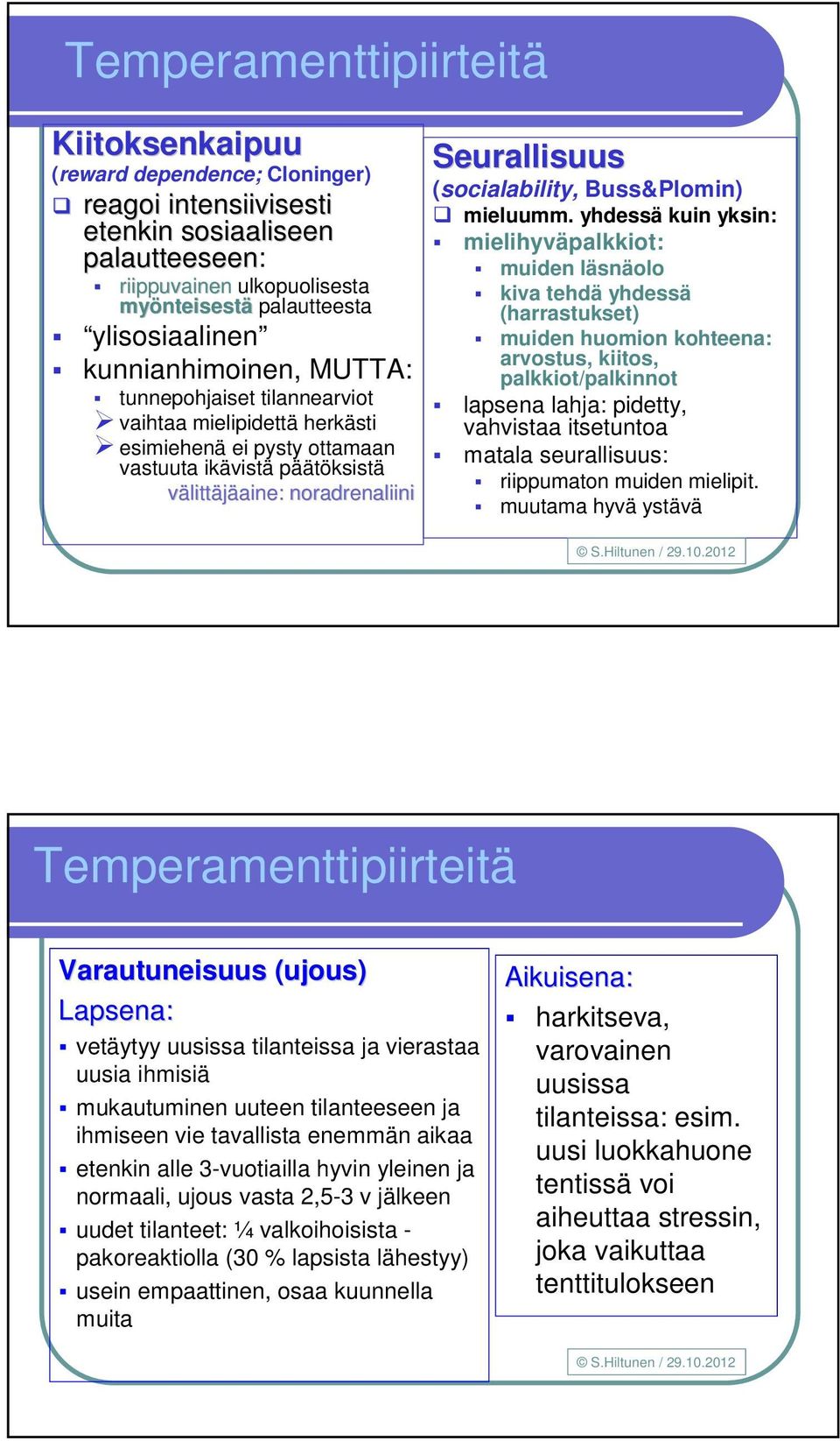 (socialability, Buss&Plomin) mieluumm.