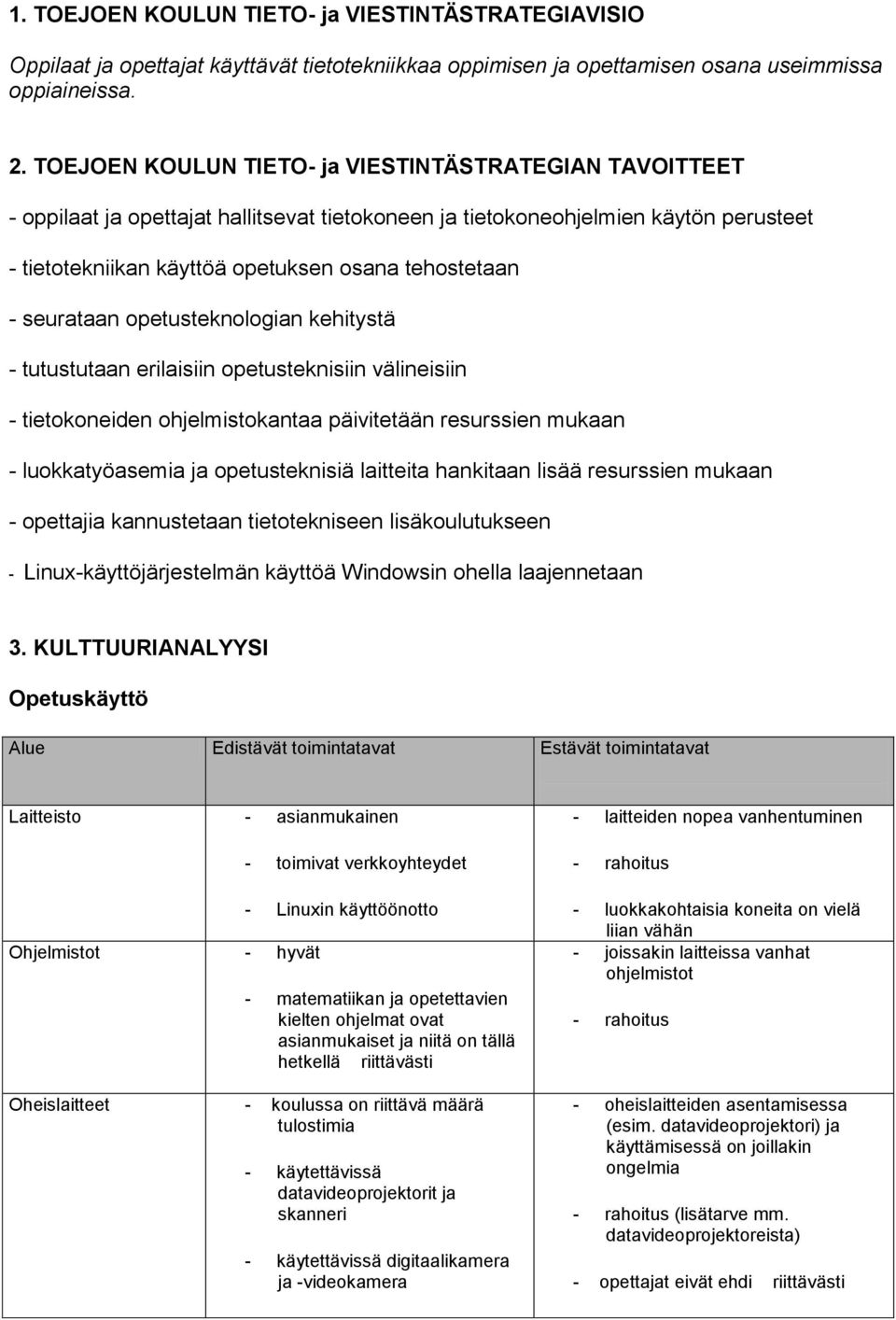 petusteknlgian kehitystä - tutustutaan erilaisiin petusteknisiin välineisiin - tietkneiden hjelmistkantaa päivitetään resurssien mukaan - lukkatyöasemia ja petusteknisiä laitteita hankitaan lisää