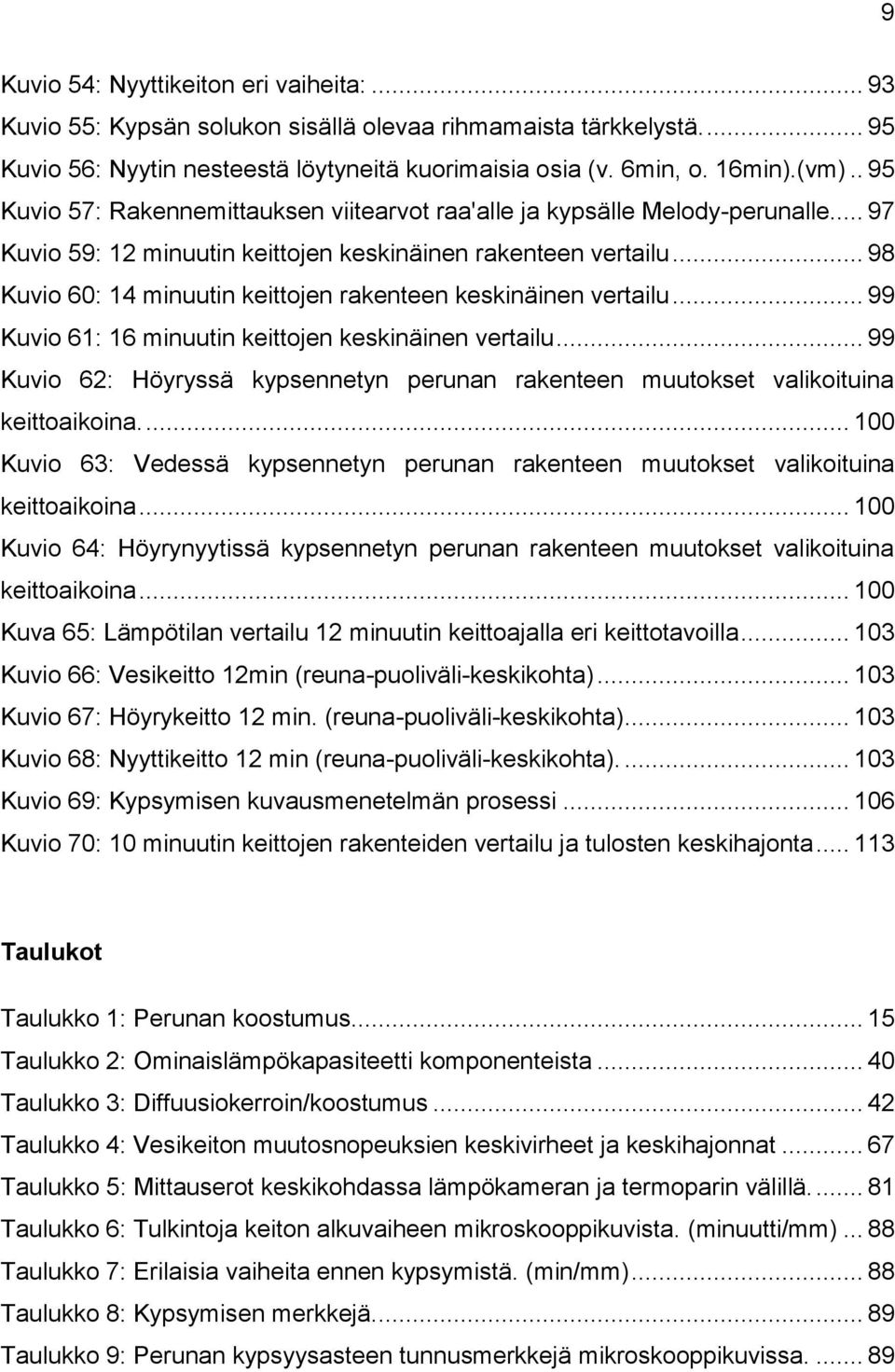 .. 98 Kuvio 60: 14 minuutin keittojen rakenteen keskinäinen vertailu... 99 Kuvio 61: 16 minuutin keittojen keskinäinen vertailu.