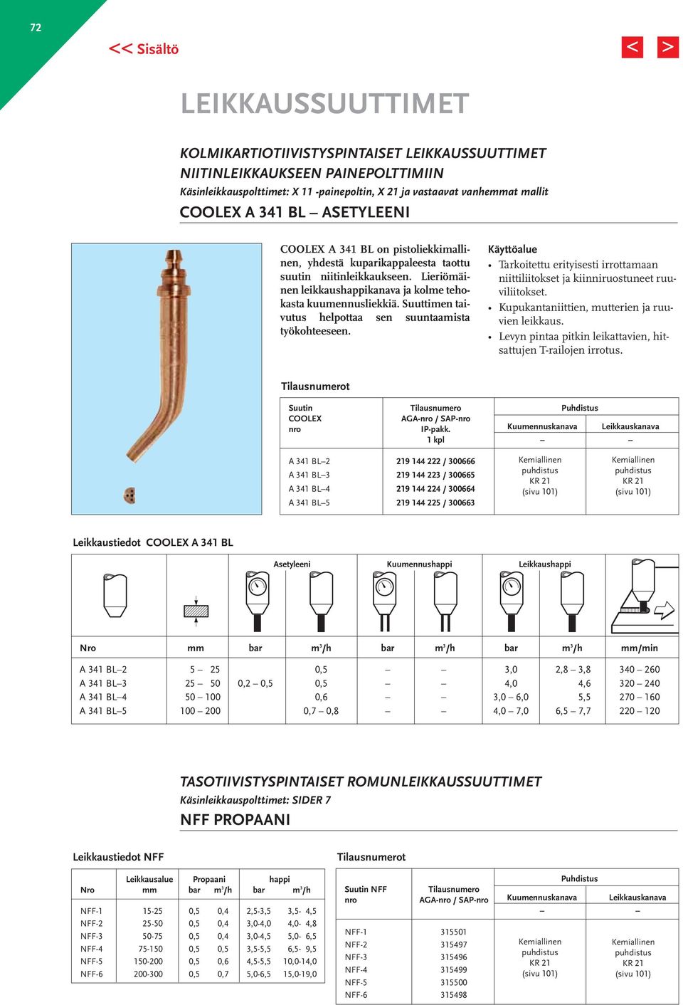 Suuttimen taivutus helpottaa sen suuntaamista työkohteeseen. Käyttöalue Tarkoitettu erityisesti irrottamaan niittiliitokset ja kiinniruostuneet ruuviliitokset.