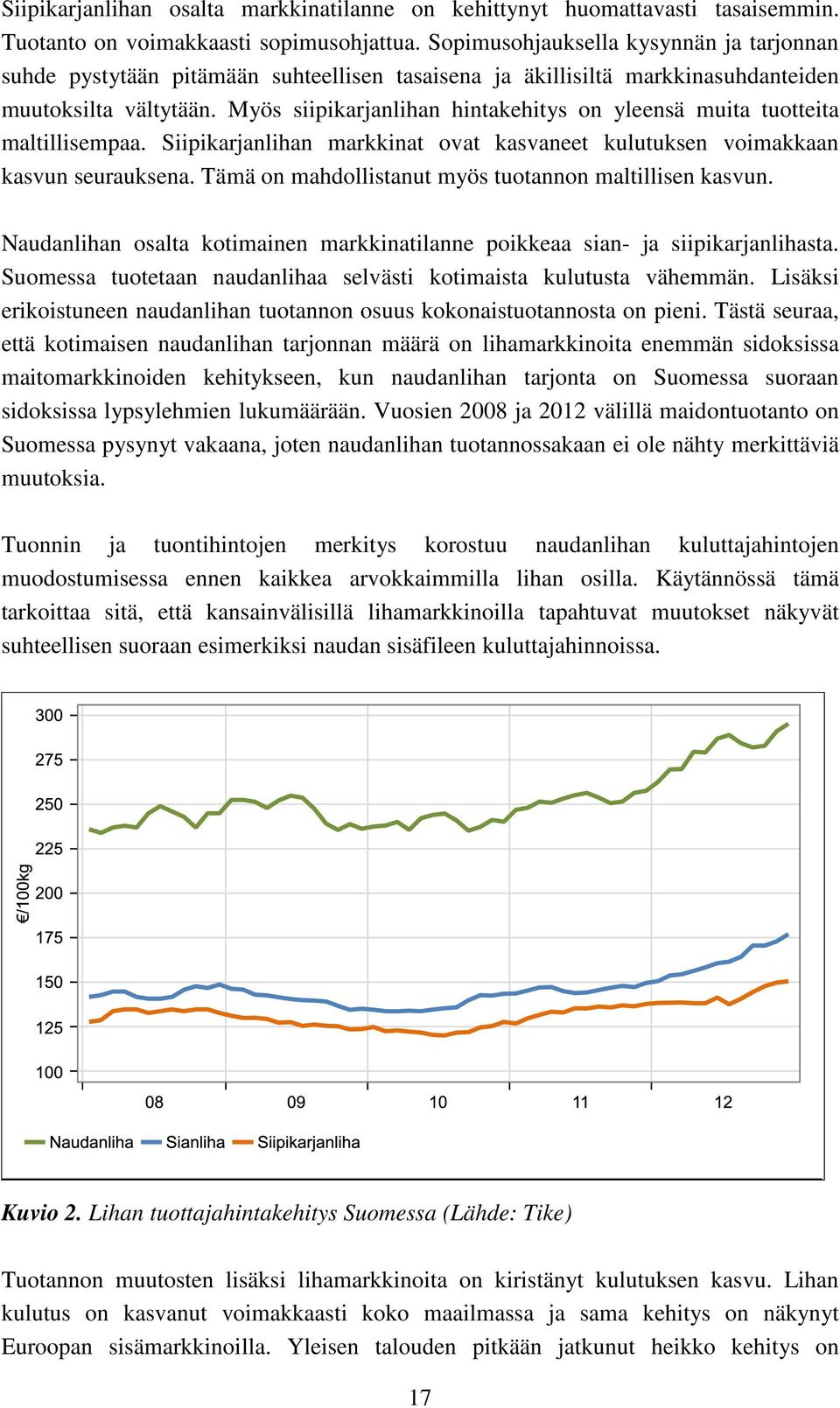 Myös siipikarjanlihan hintakehitys on yleensä muita tuotteita maltillisempaa. Siipikarjanlihan markkinat ovat kasvaneet kulutuksen voimakkaan kasvun seurauksena.