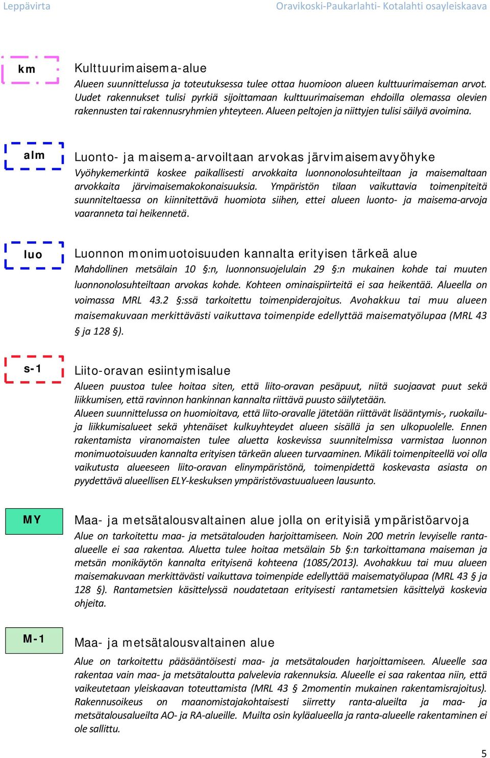 alm Luonto- ja maisema-arvoiltaan arvokas järvimaisemavyöhyke Vyöhykemerkintä koskee paikallisesti arvokkaita luonnonolosuhteiltaan ja maisemaltaan arvokkaita järvimaisemakokonaisuuksia.