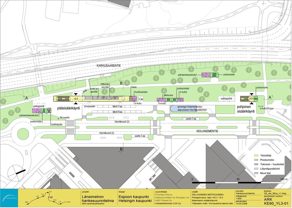 pys liityntäbussit (2) saatto 3 ap ILNIEMENTIE Yleisötilat Poistumistie Tekniset- / huoltotilat Liityntäpysäköinti Muut tilat M T L ILNIEMEN METROSEM